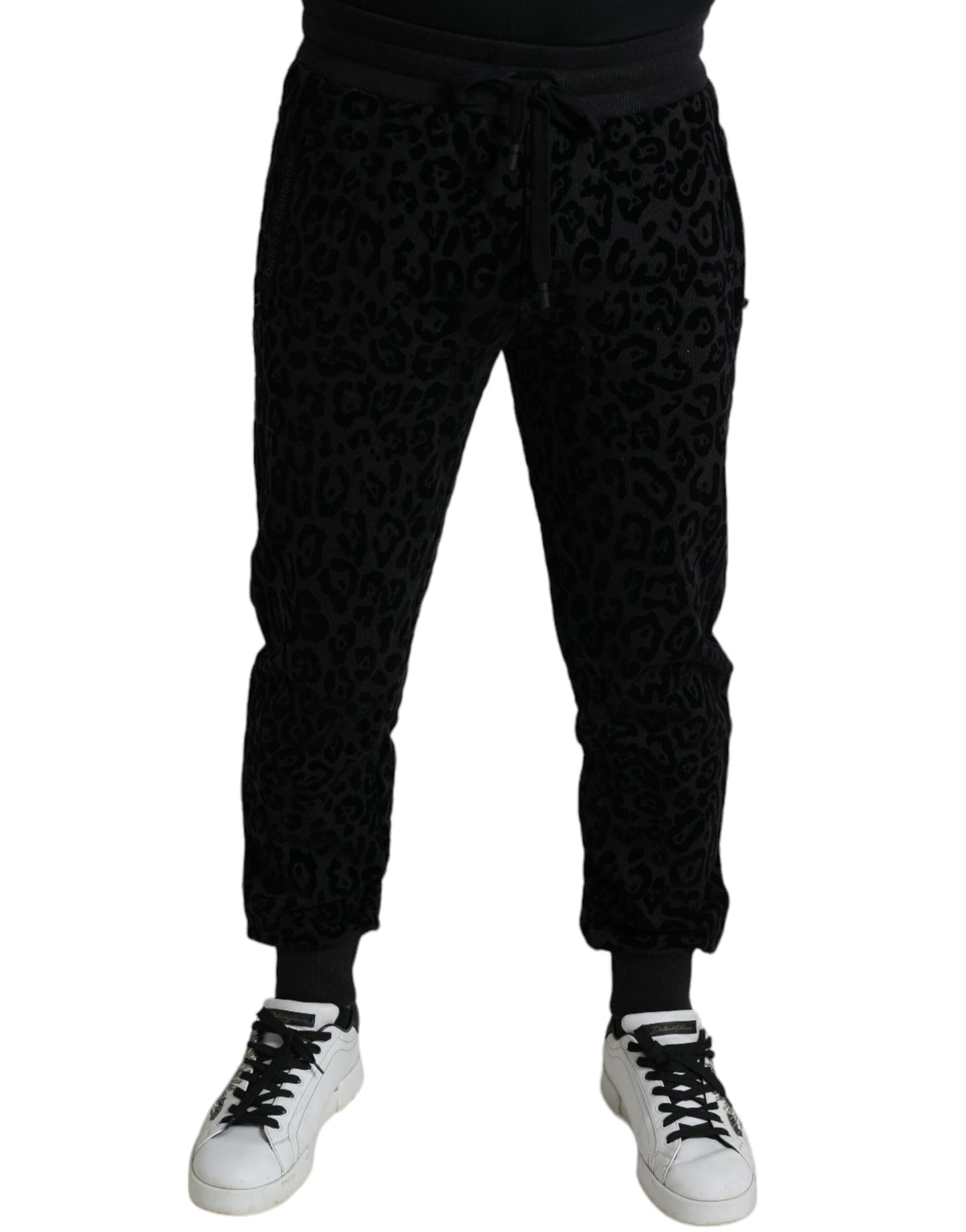 Dolce & Gabbana Black Leopard Cotton Slim Fit Jogger Pants Dolce & Gabbana