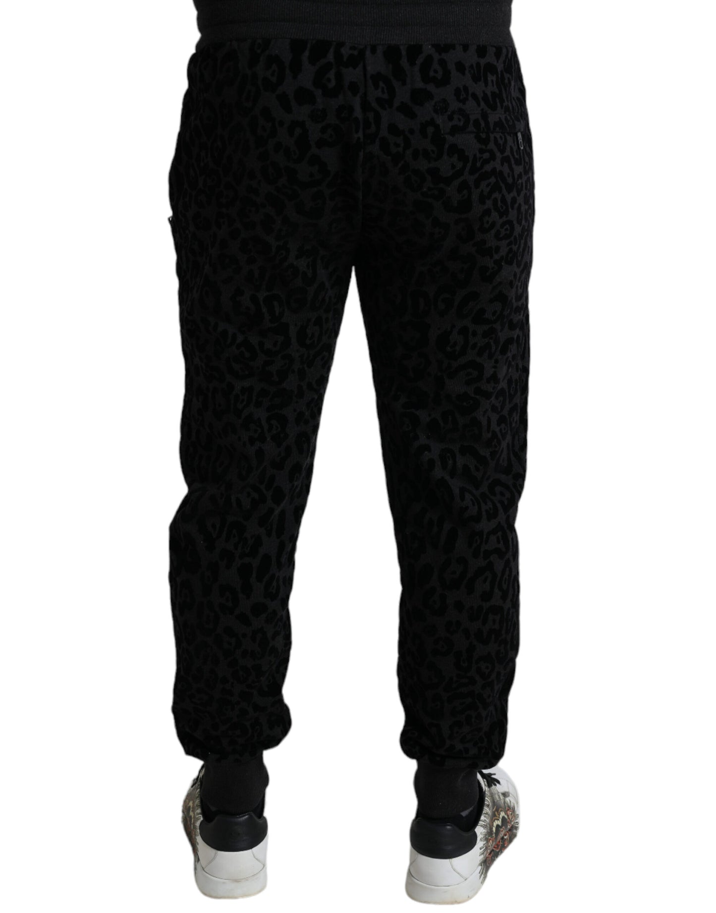 Dolce & Gabbana Black Leopard Cotton Slim Fit Jogger Pants Dolce & Gabbana