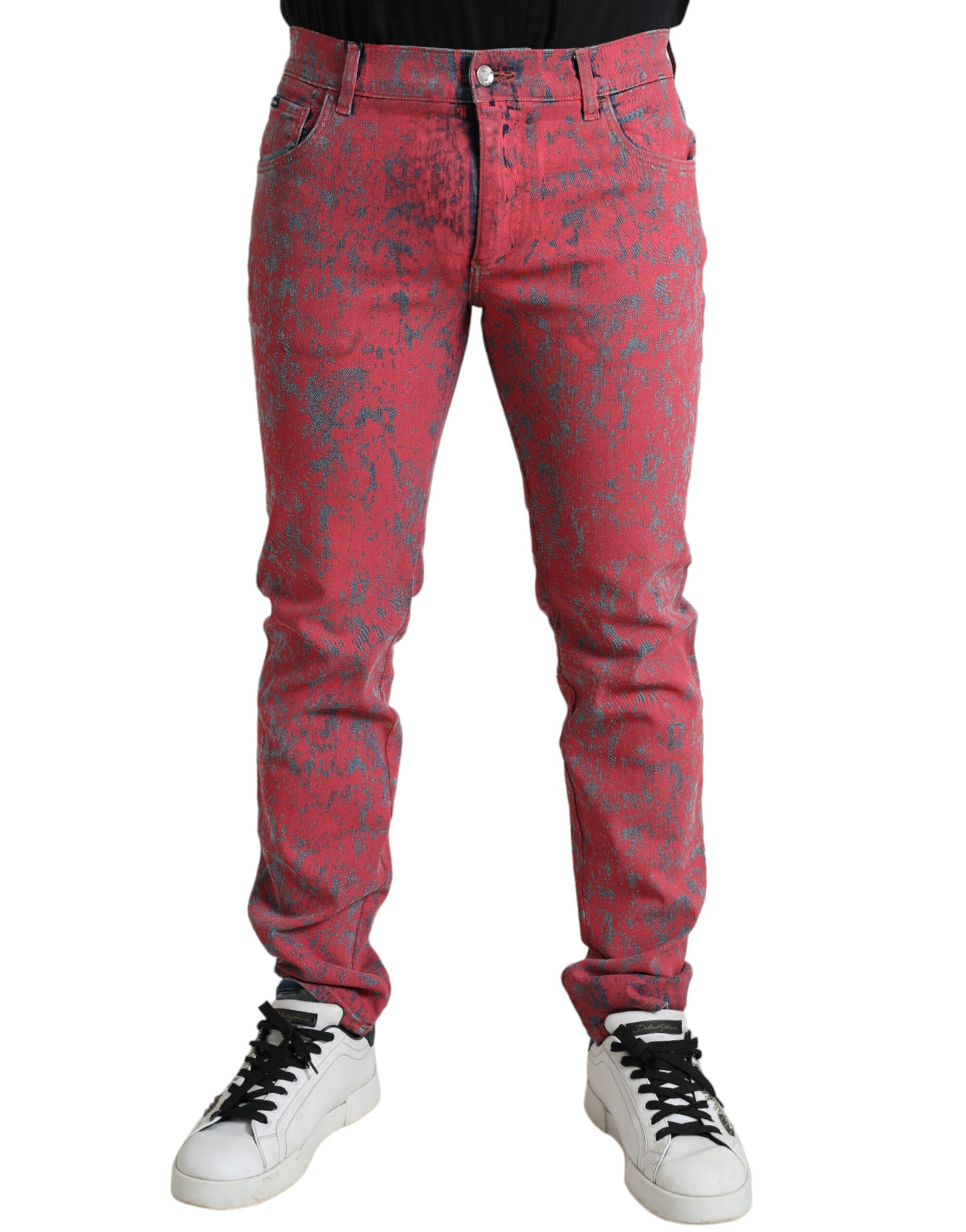Dolce & Gabbana Red Cotton Dye Slim Fit Men Denim Jeans Dolce & Gabbana