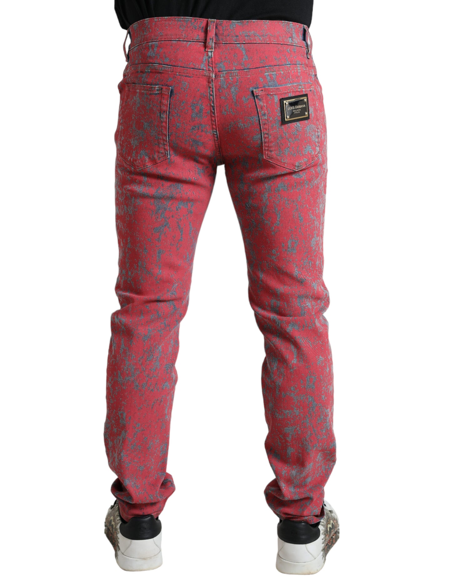 Dolce & Gabbana Red Cotton Dye Slim Fit Men Denim Jeans Dolce & Gabbana