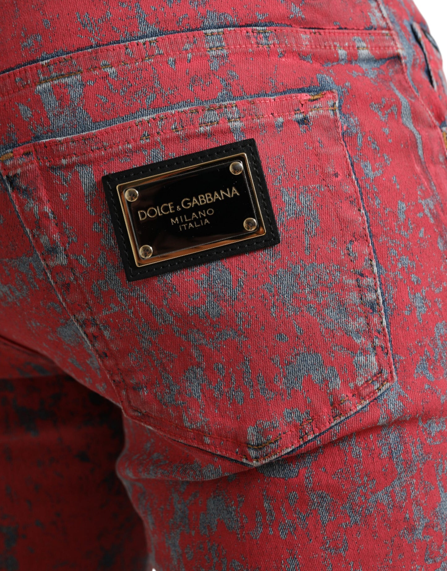 Dolce & Gabbana Red Cotton Dye Slim Fit Men Denim Jeans Dolce & Gabbana