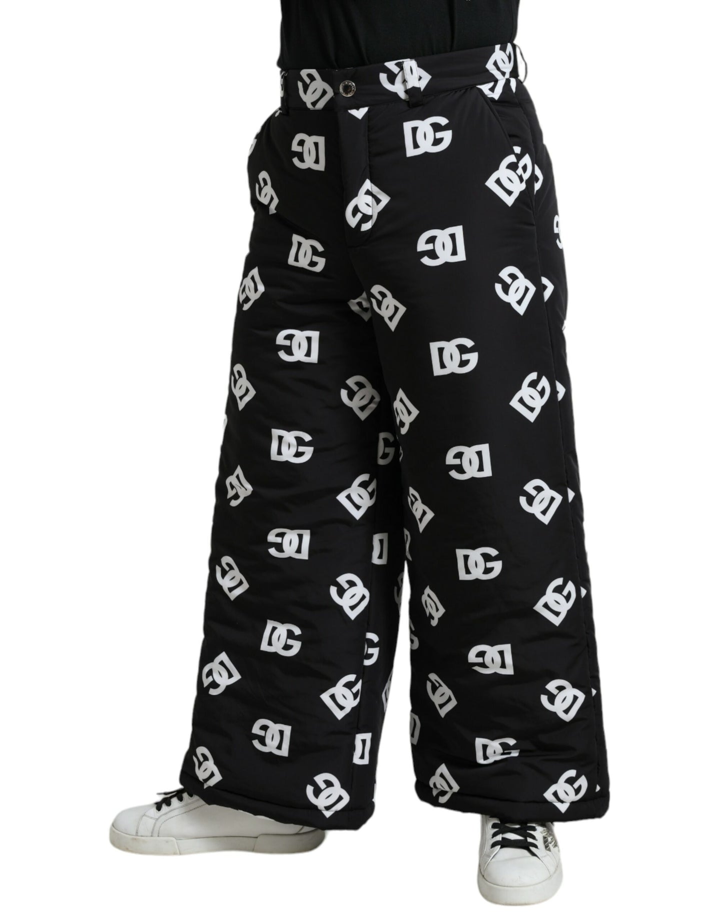 Dolce & Gabbana Black Logo DG Print Wide Leg Pants Dolce & Gabbana