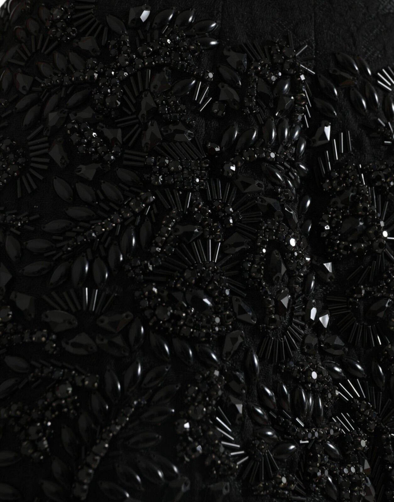 Dolce & Gabbana Black Crystal Handmade Knee Pencil Skirt Dolce & Gabbana