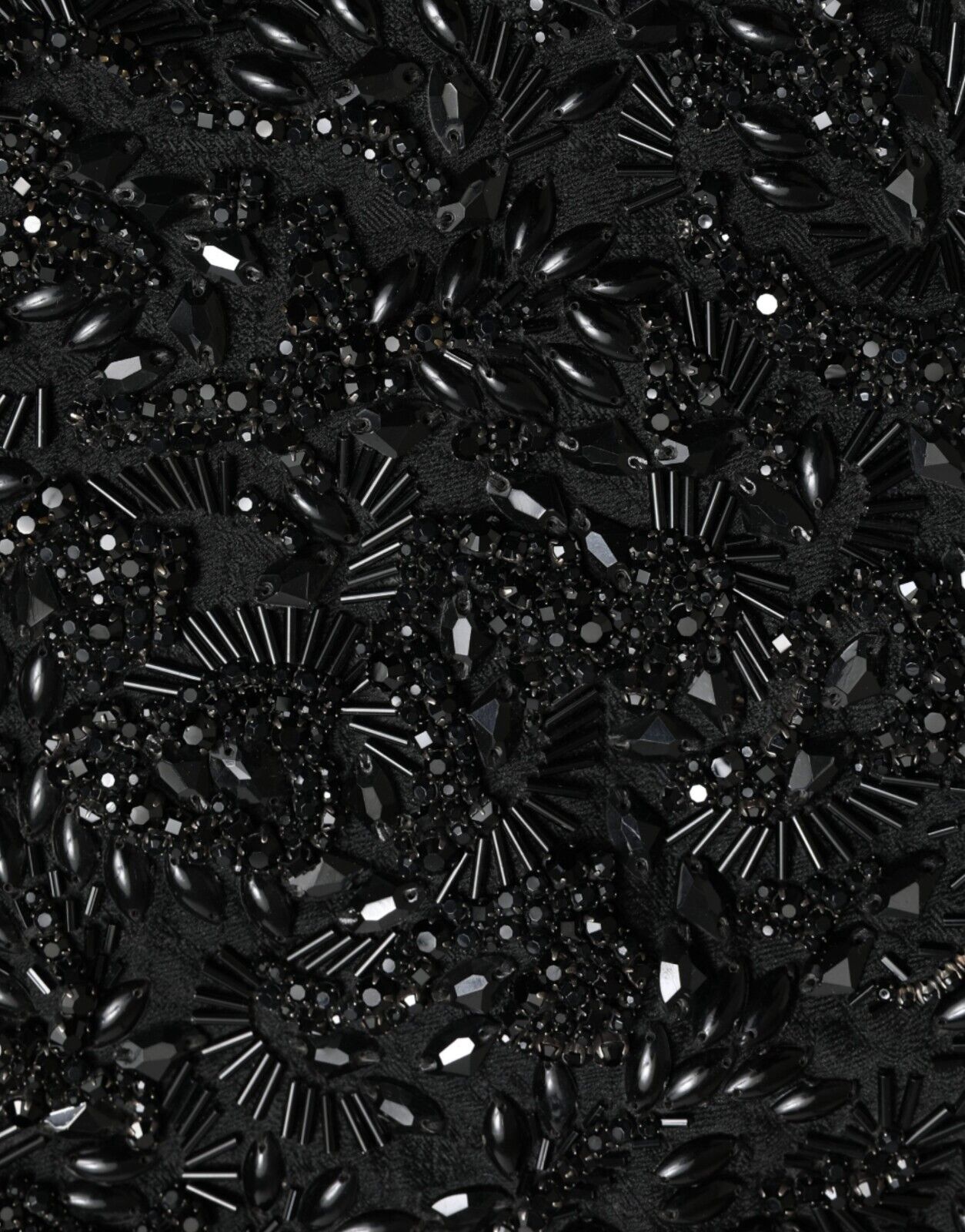 Dolce & Gabbana Black Crystal Handmade Knee Pencil Skirt Dolce & Gabbana