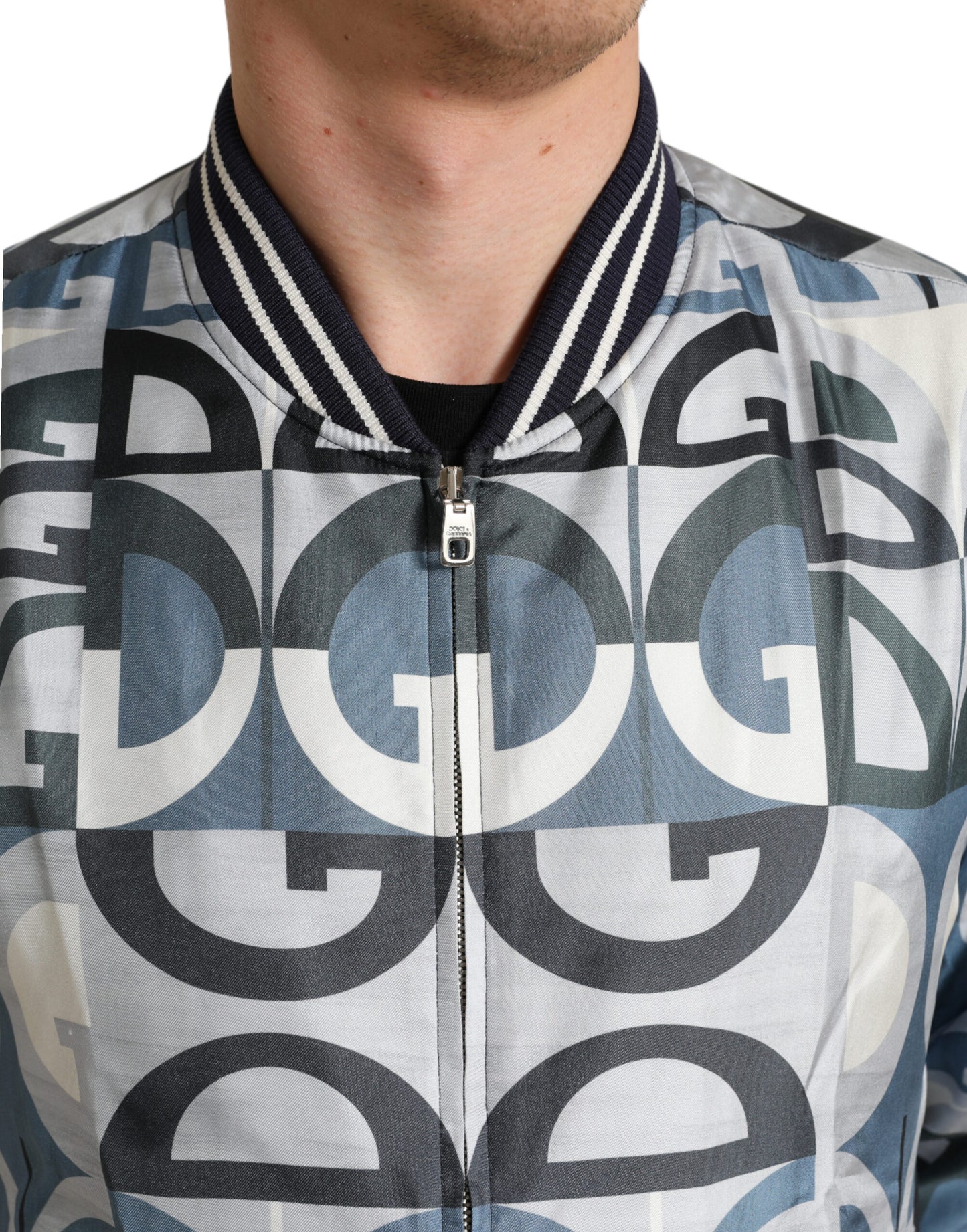 Dolce & Gabbana Multicolor Logo Print Bomber Blouson Jacket Dolce & Gabbana