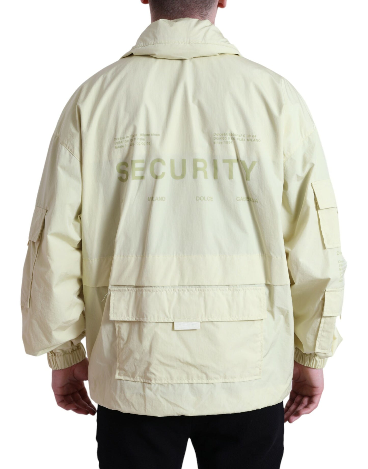 Dolce & Gabbana Yellow Nylon Collared Full Zip Parka Jacket Dolce & Gabbana