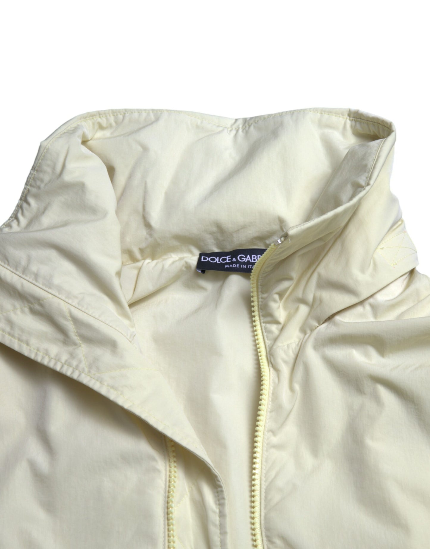 Dolce & Gabbana Yellow Nylon Collared Full Zip Parka Jacket Dolce & Gabbana