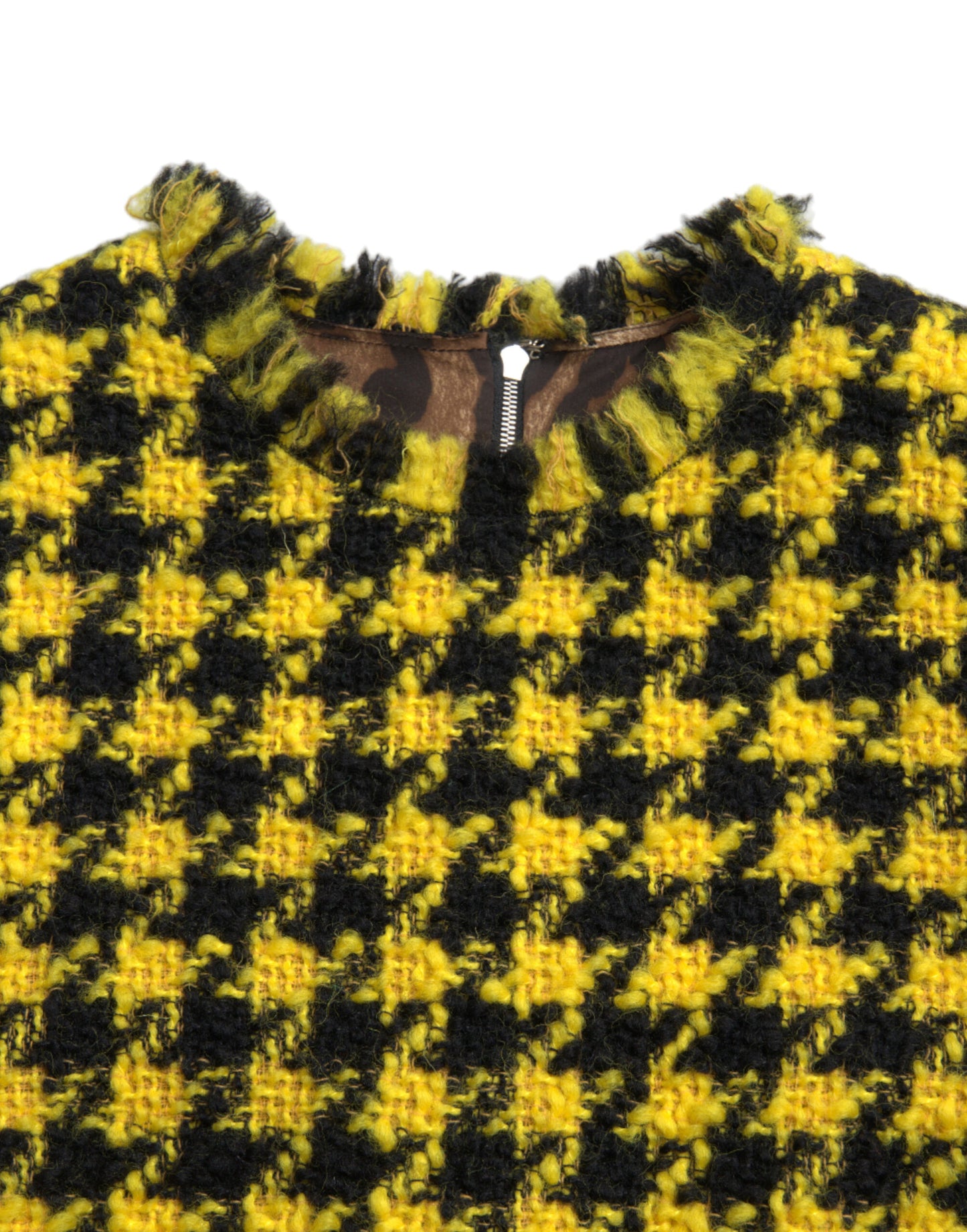Dolce & Gabbana Yellow Houndstooth Sleeveless Aline Mini Dress Dolce & Gabbana