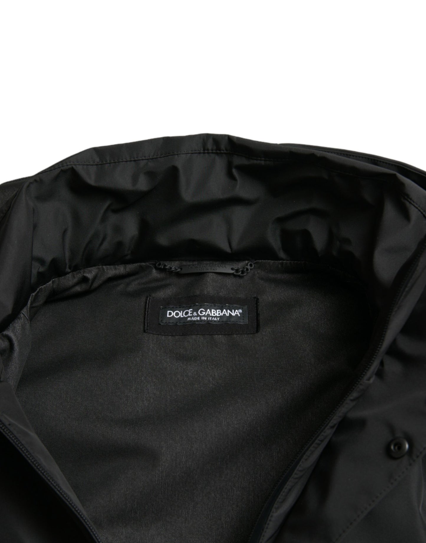 Dolce & Gabbana Black Polyester Logo Plaque Hooded Jacket Dolce & Gabbana