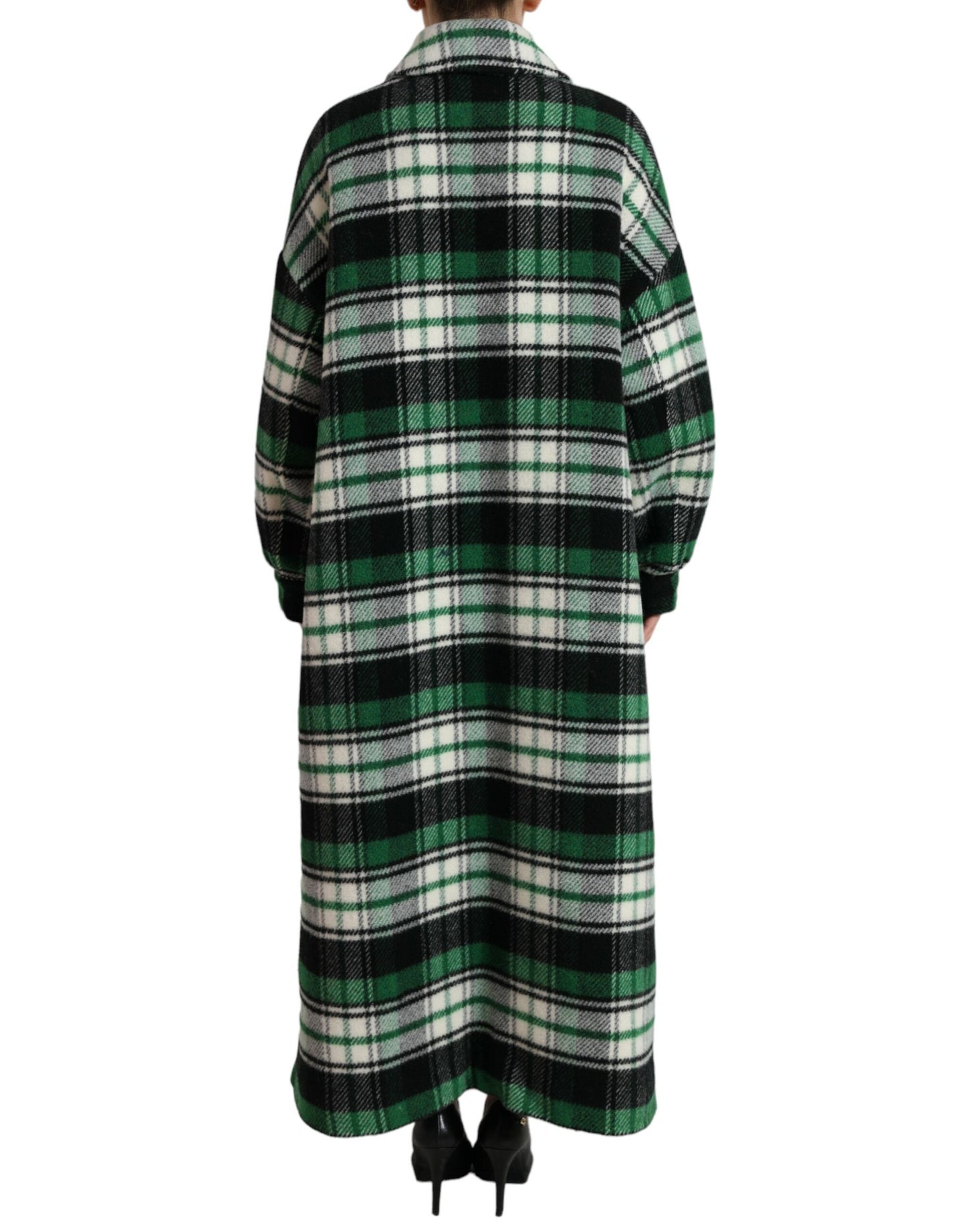 Dolce & Gabbana Green Plaid Long Sleeve Casual Coat Jacket Dolce & Gabbana