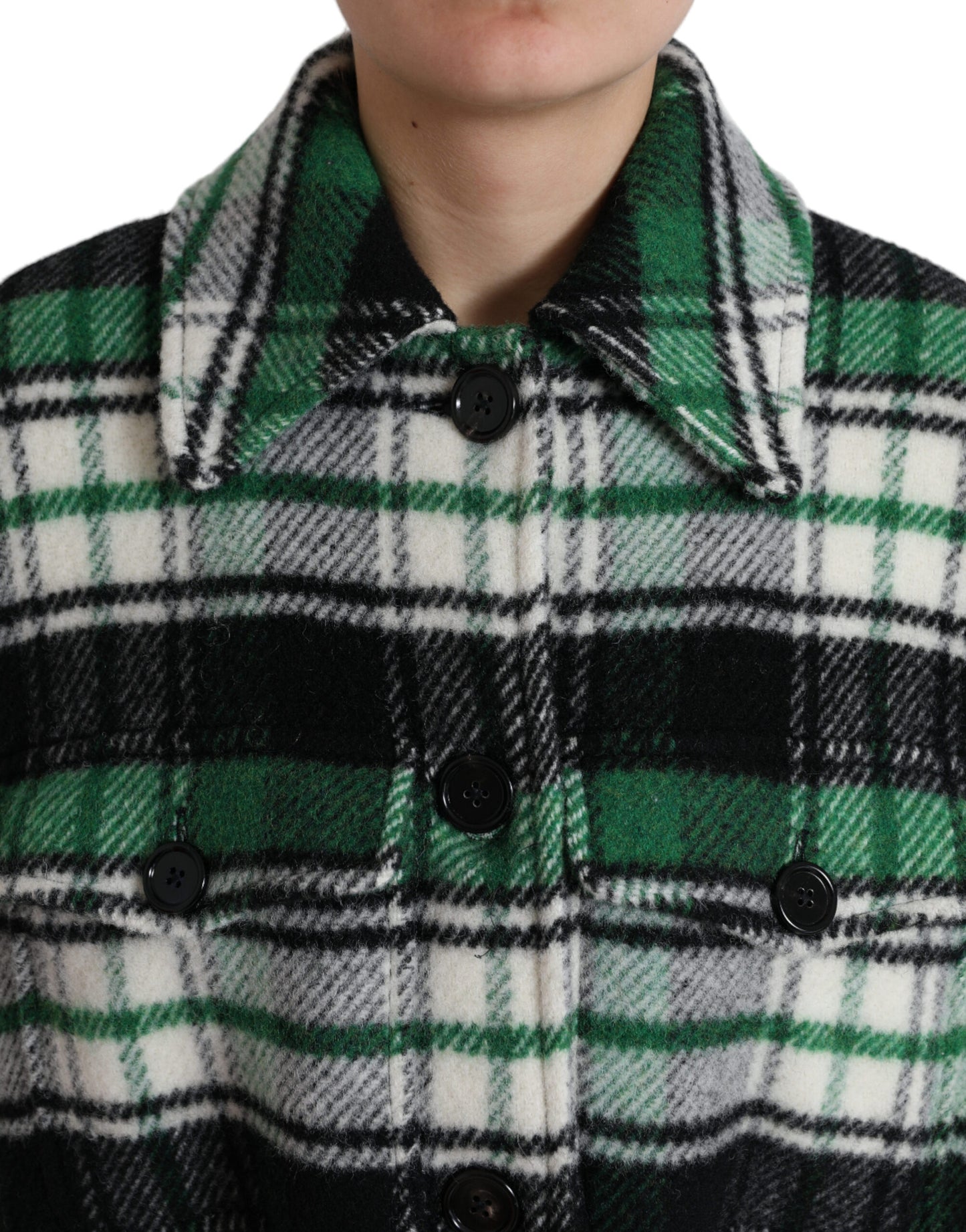 Dolce & Gabbana Green Plaid Long Sleeve Casual Coat Jacket Dolce & Gabbana