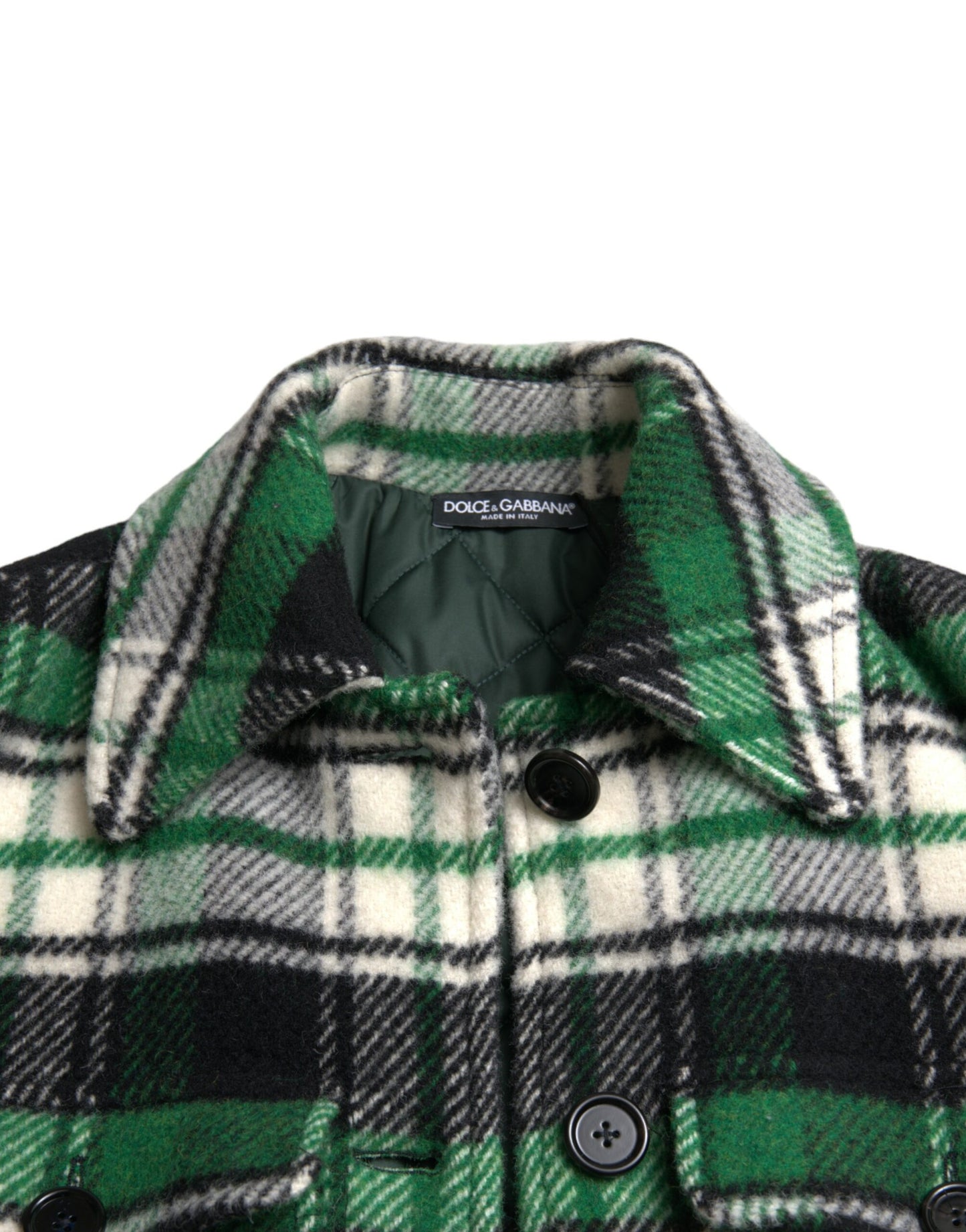 Dolce & Gabbana Green Plaid Long Sleeve Casual Coat Jacket Dolce & Gabbana