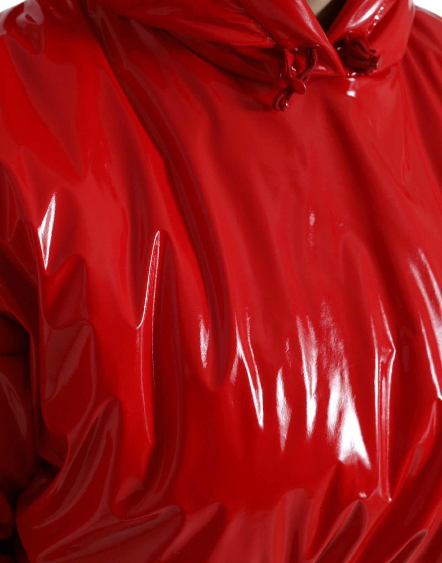 Dolce & Gabbana Shiny Red Hooded Cropped Short Coat Jacket Dolce & Gabbana