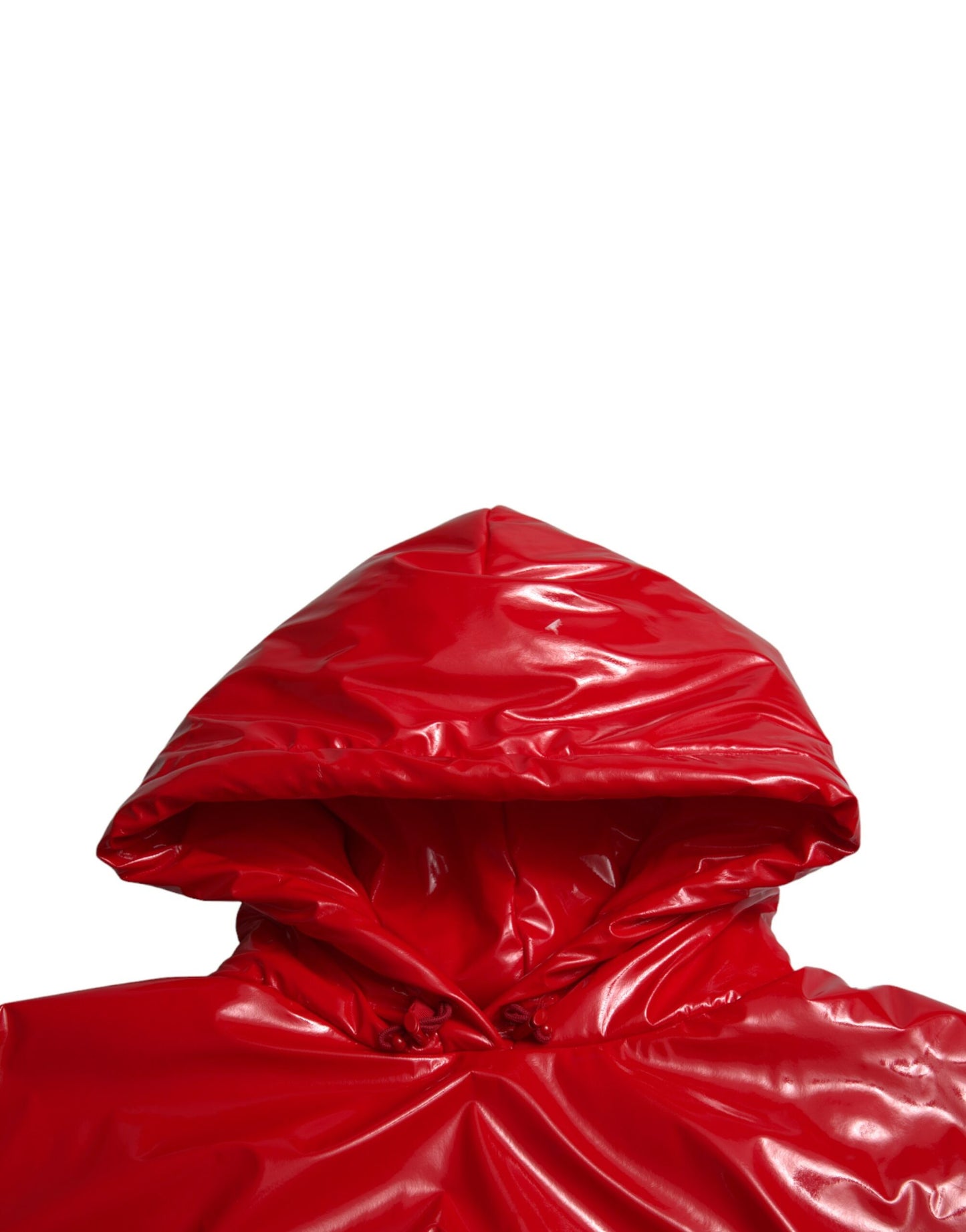 Dolce & Gabbana Shiny Red Hooded Cropped Short Coat Jacket Dolce & Gabbana