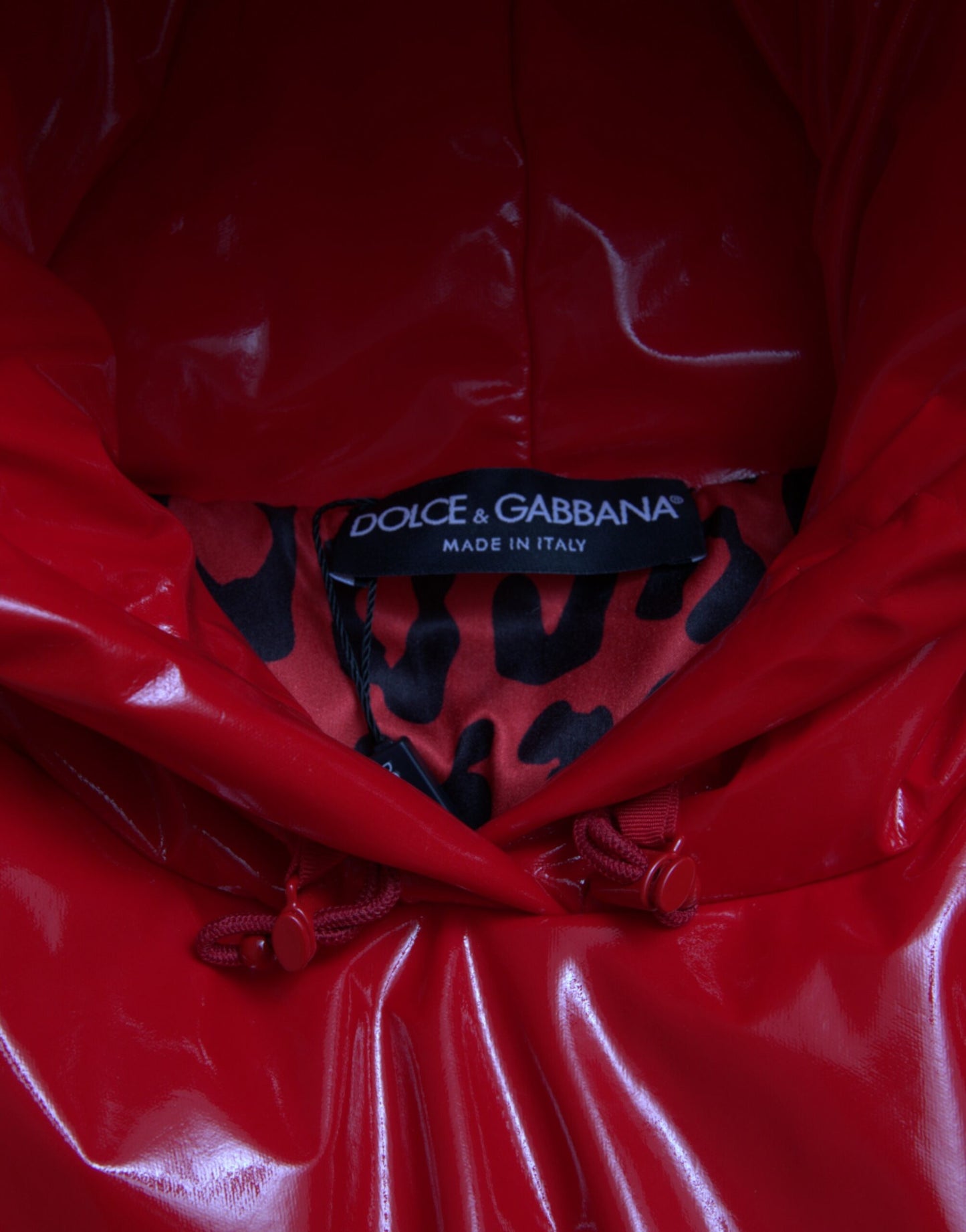 Dolce & Gabbana Shiny Red Hooded Cropped Short Coat Jacket Dolce & Gabbana