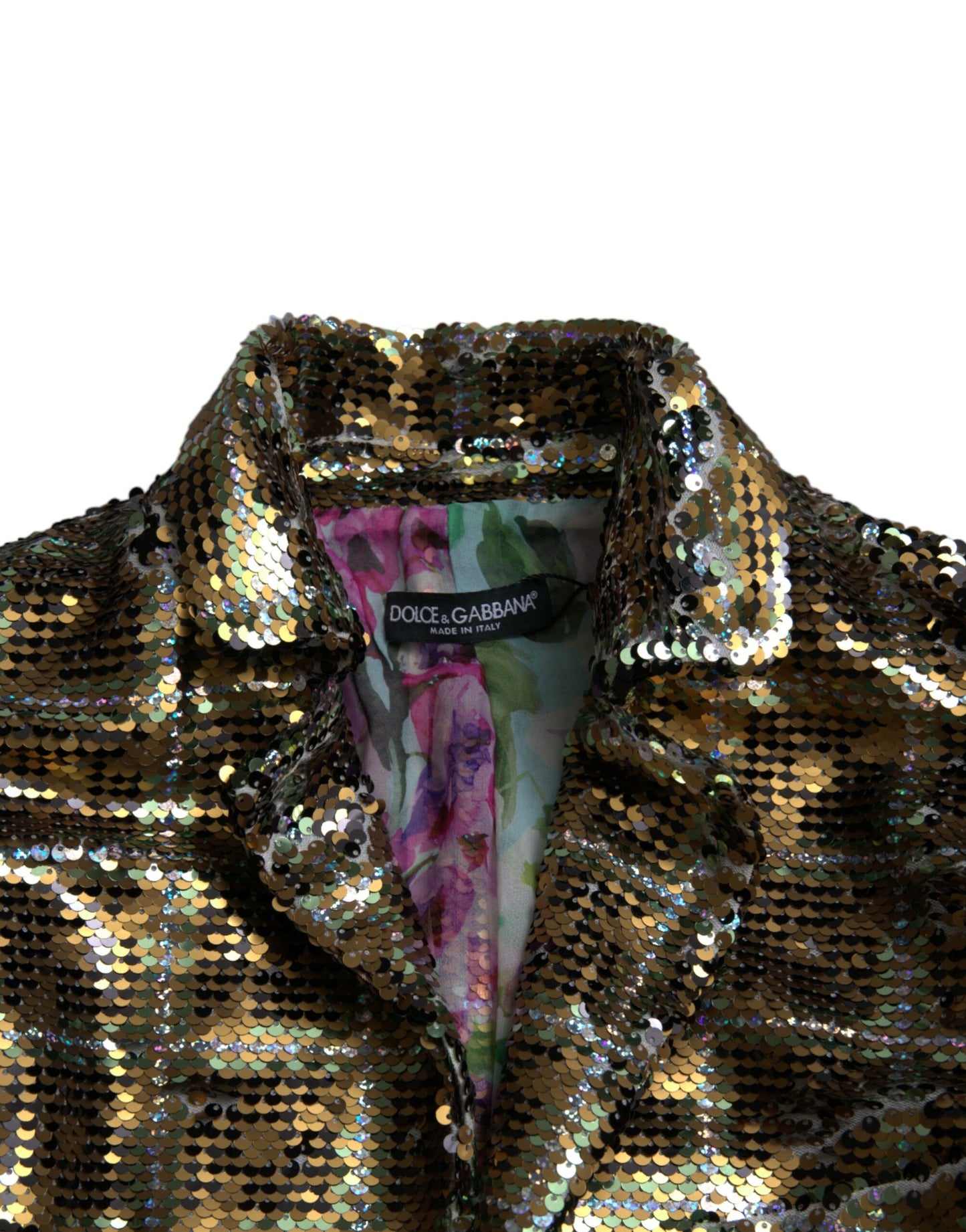 Dolce & Gabbana Multicolor Polyester Sequined Cropped Jacket Dolce & Gabbana