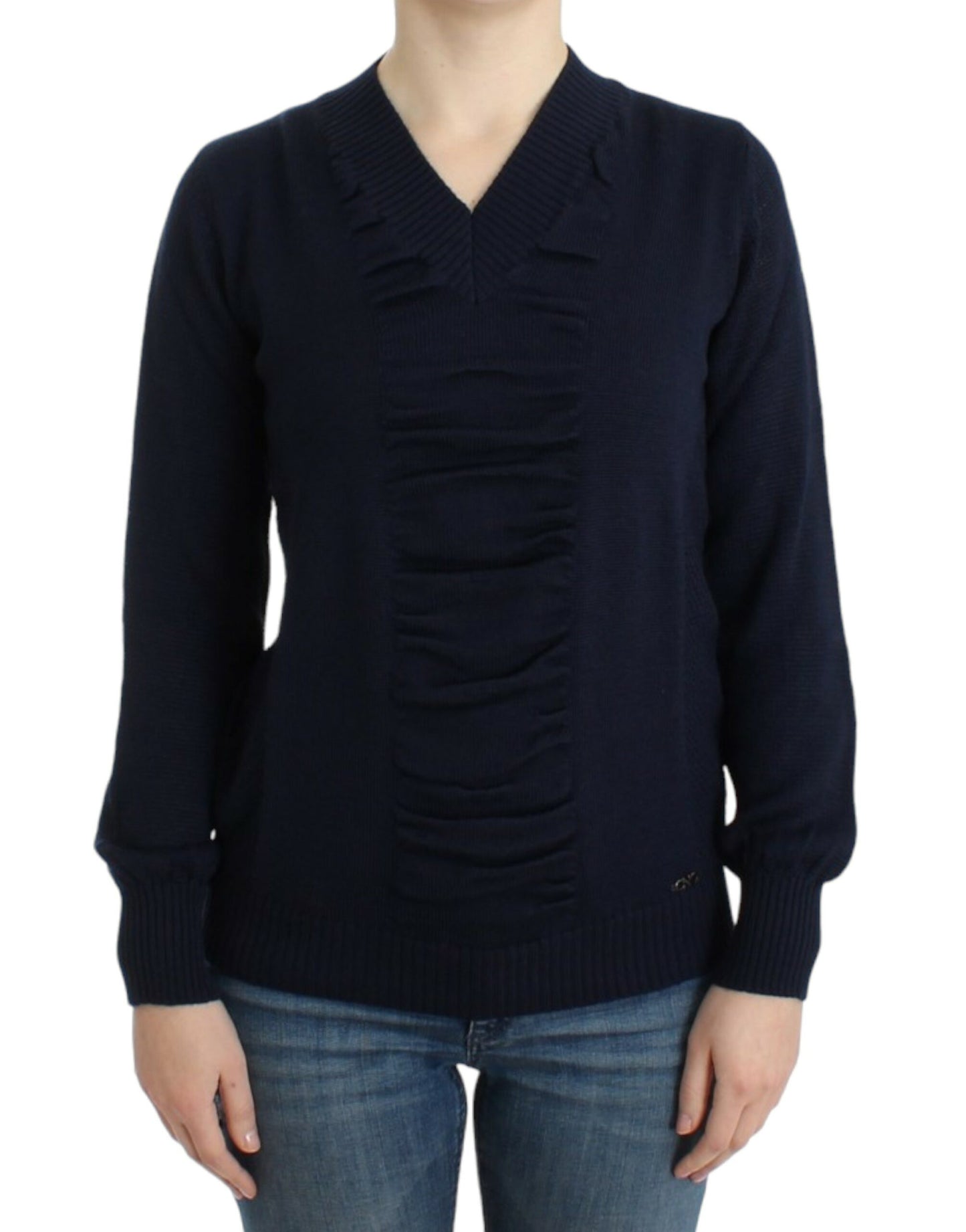 Costume National Dark blue V-neck wool sweater Costume National