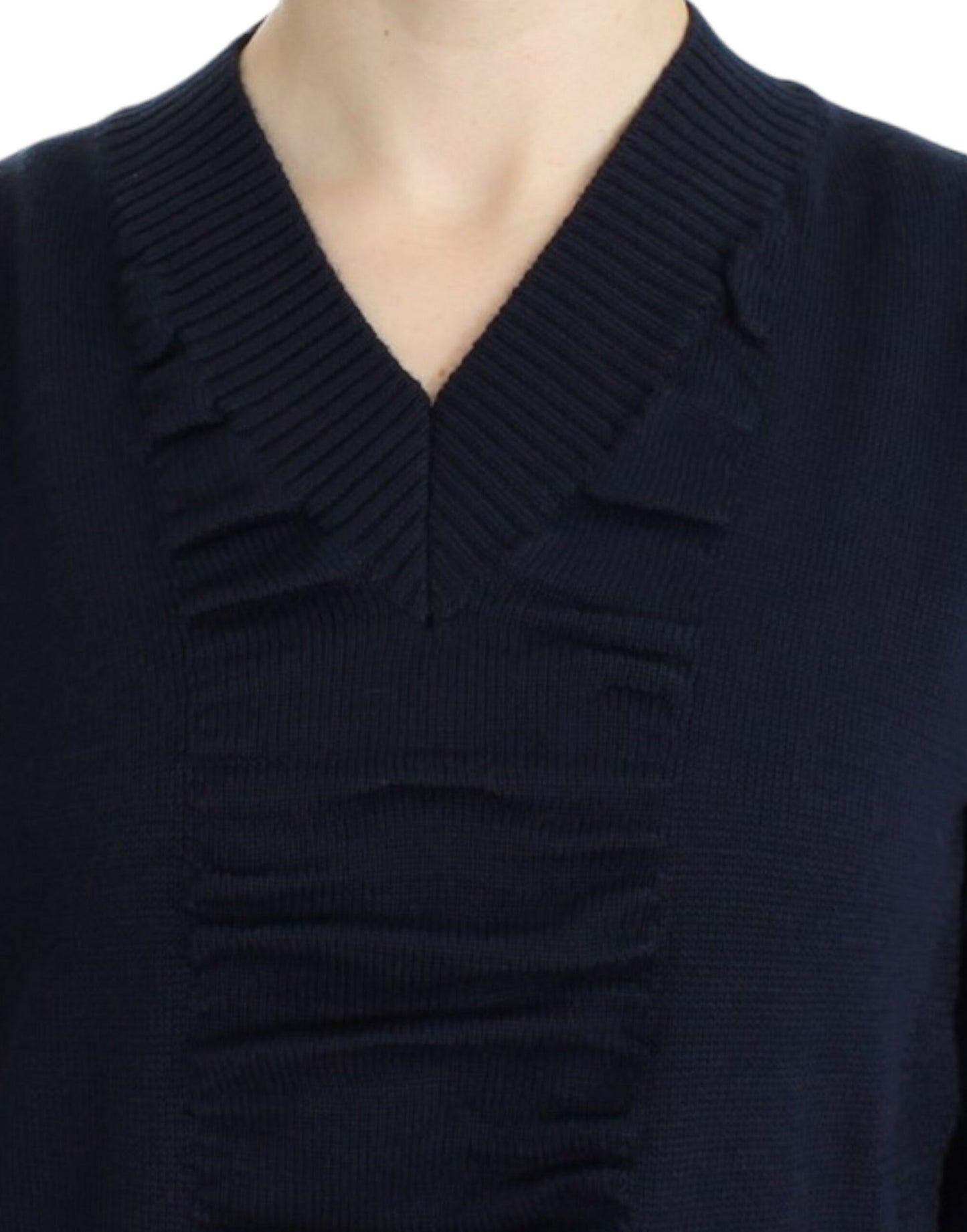 Costume National Dark blue V-neck wool sweater Costume National