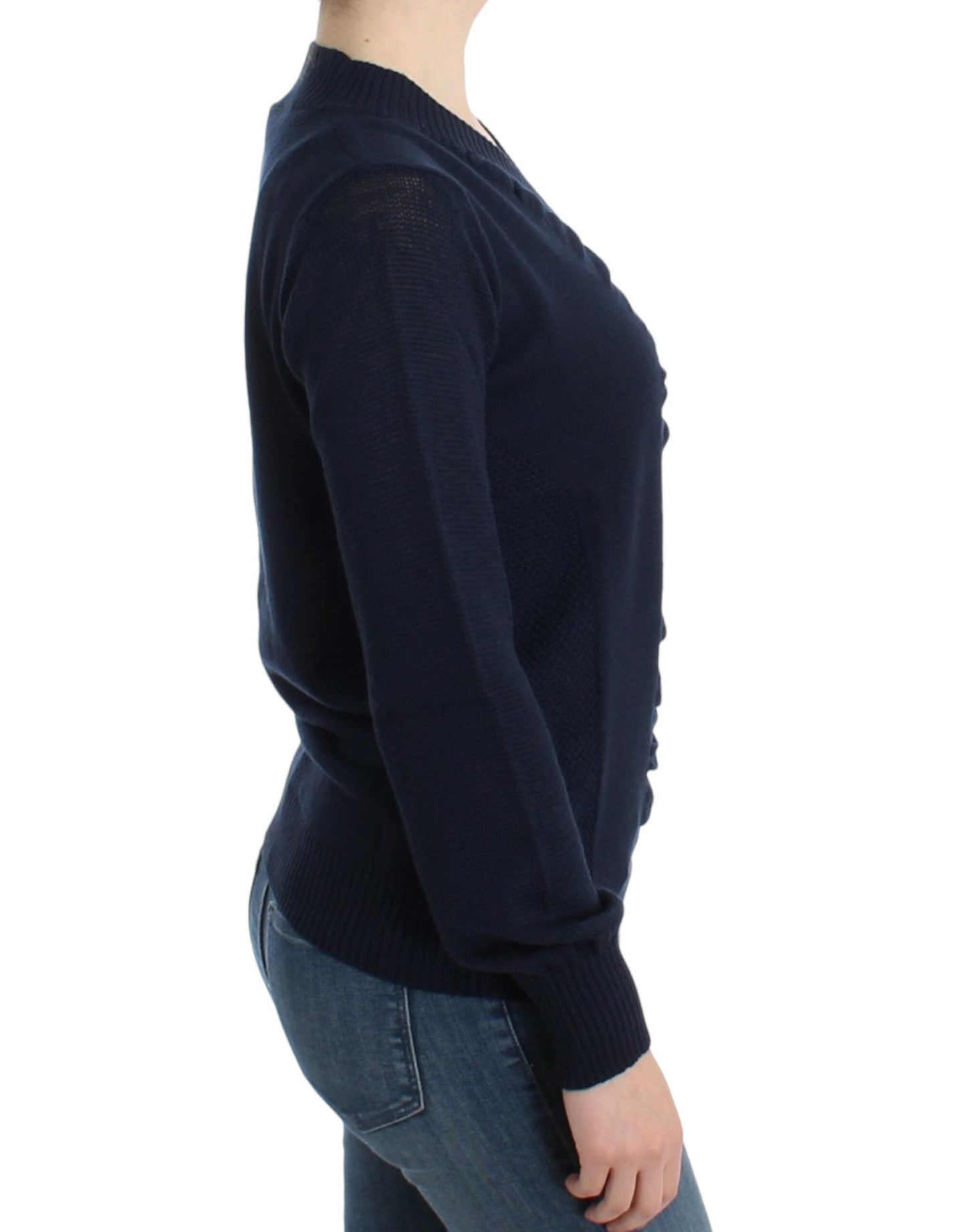 Costume National Dark blue V-neck wool sweater Costume National