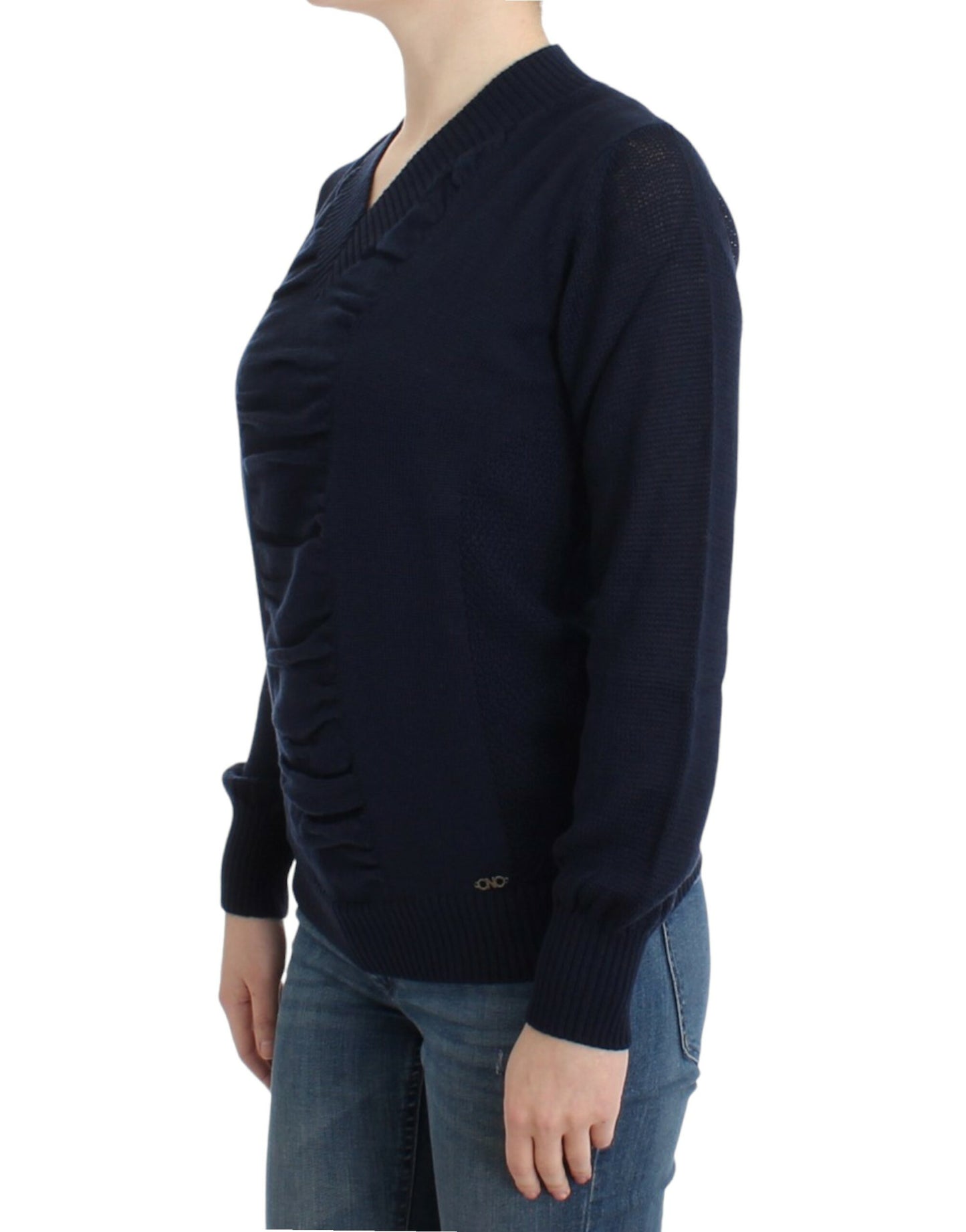 Costume National Dark blue V-neck wool sweater Costume National