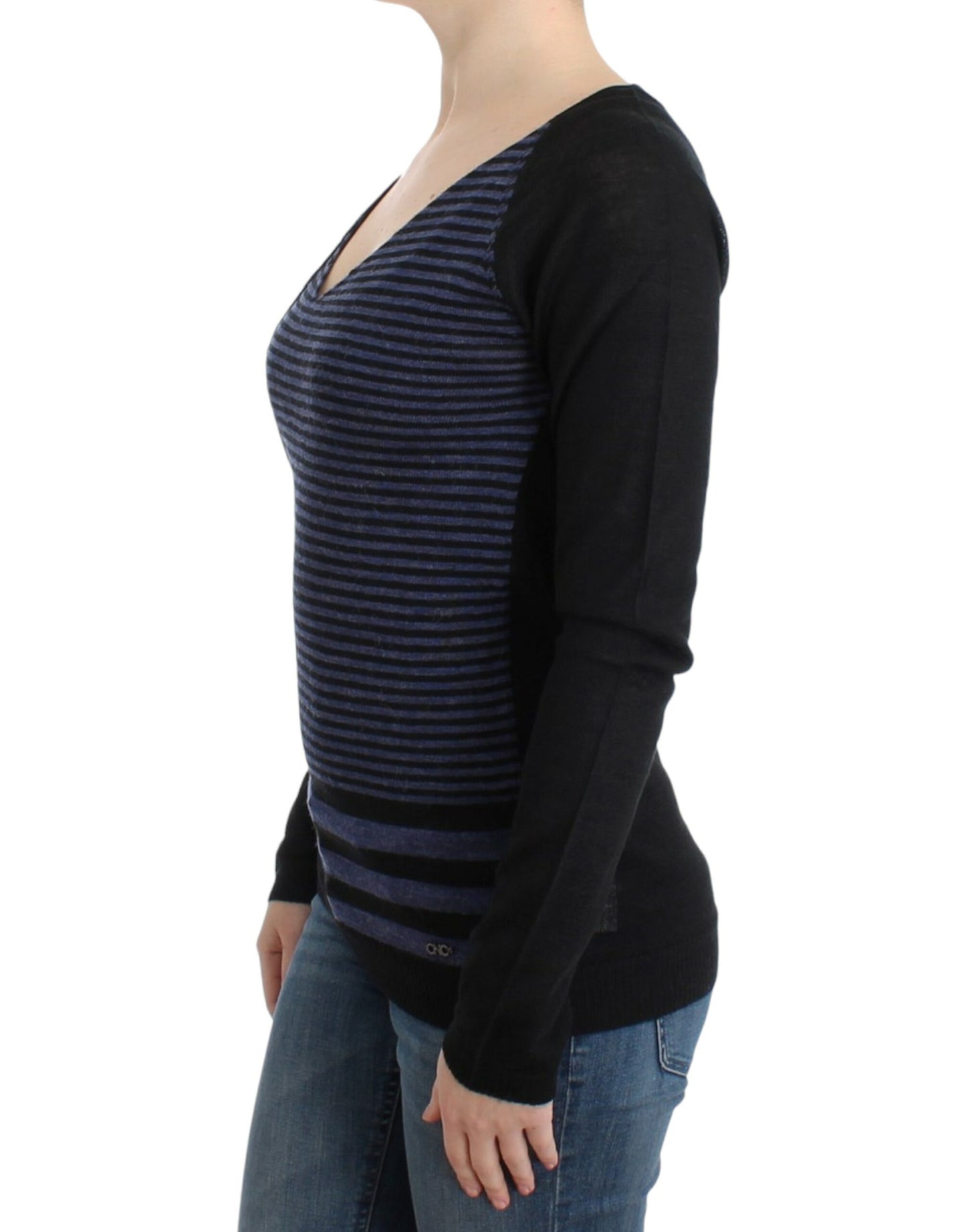 Costume National Black striped V-neck sweater Costume National