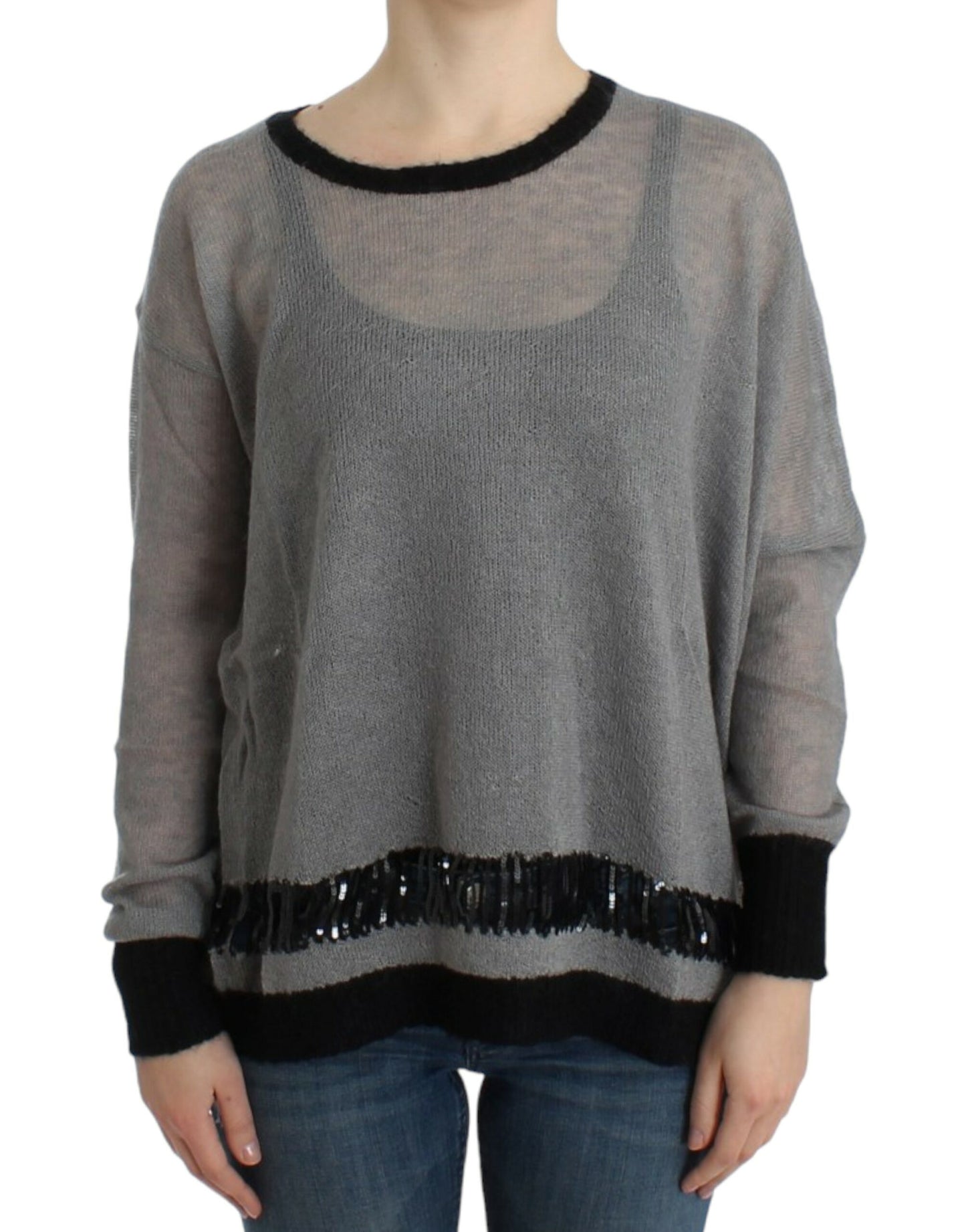 Costume National Gray embellished asymmetric sweater Costume National