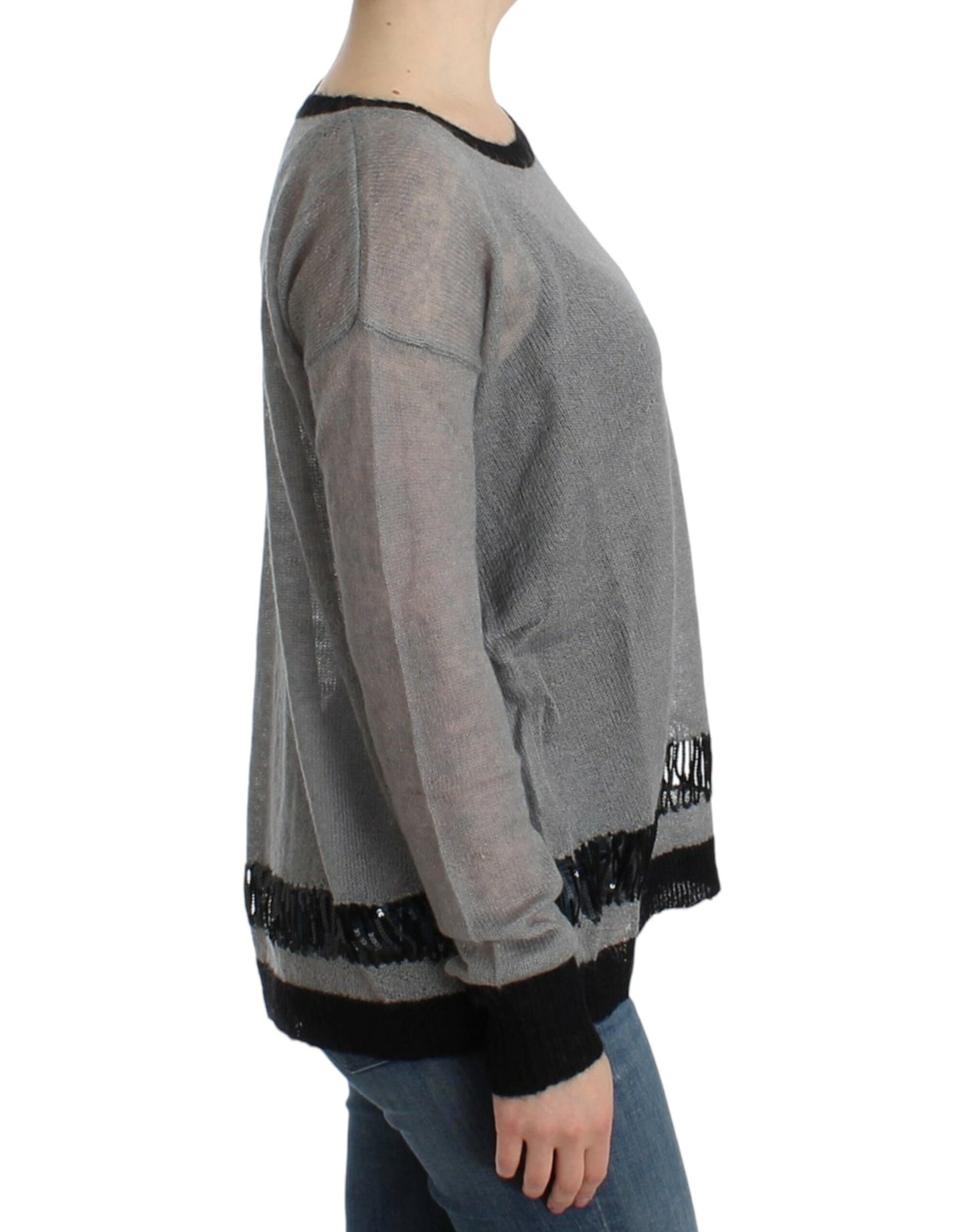 Costume National Gray embellished asymmetric sweater Costume National