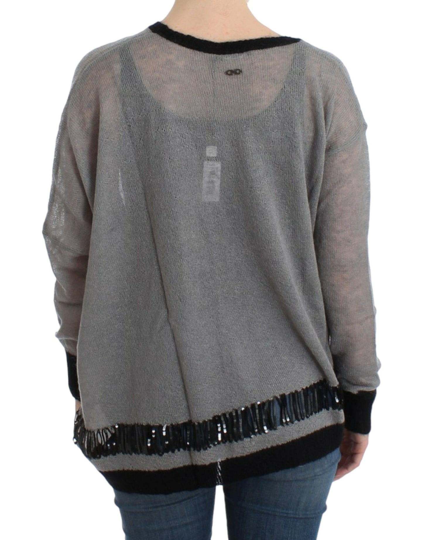 Costume National Gray embellished asymmetric sweater Costume National