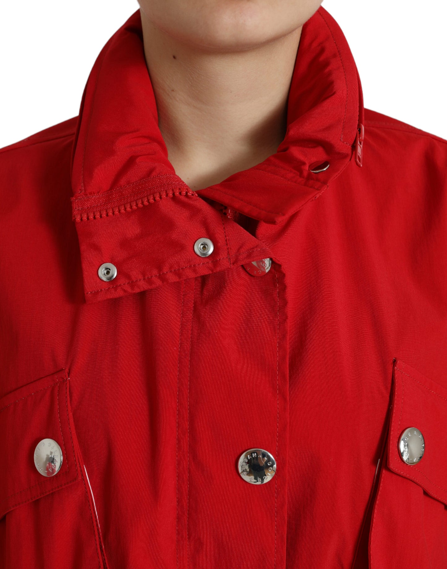 Dolce & Gabbana Red Polyester Hooded Button Rain Coat Jacket Dolce & Gabbana
