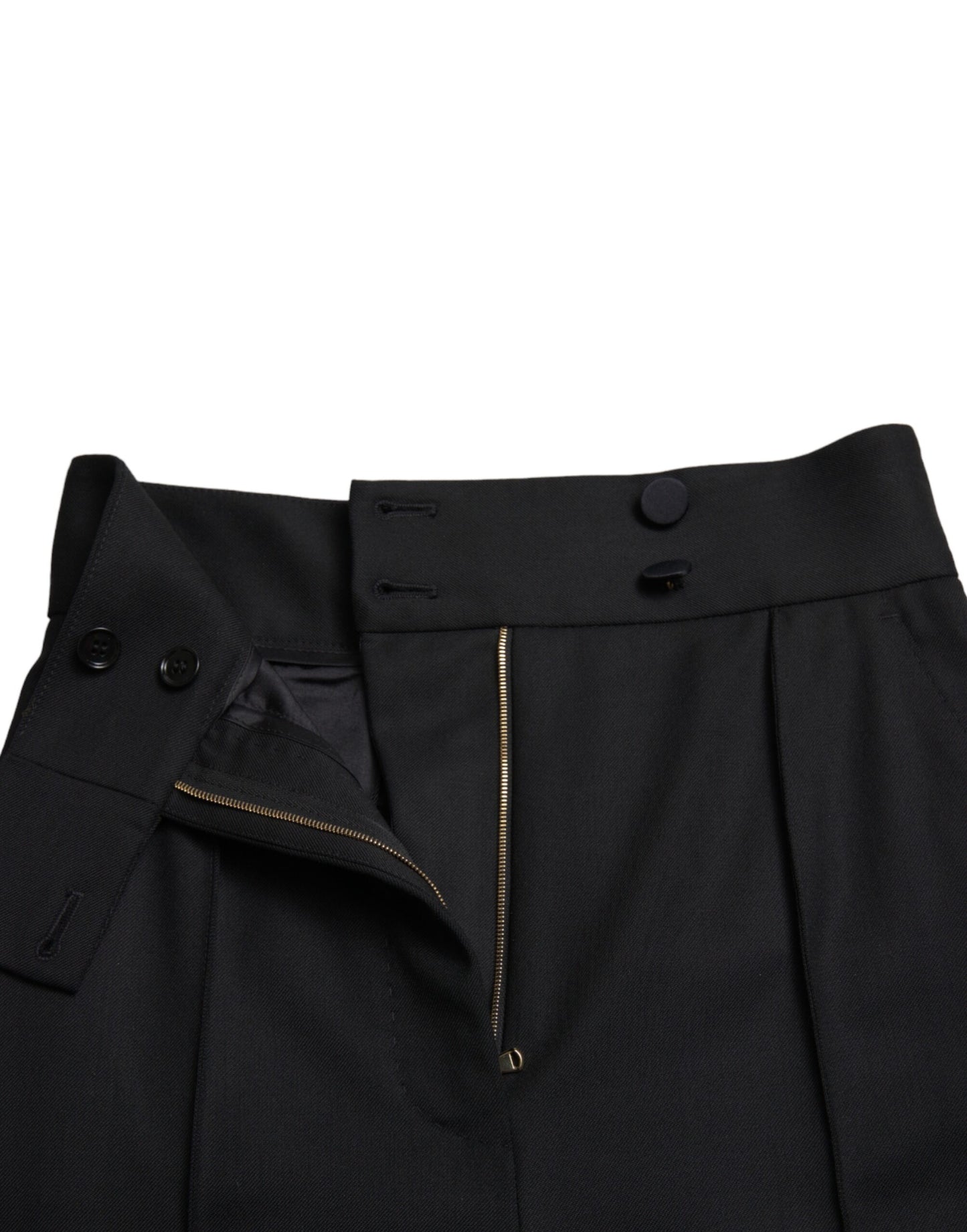Dolce & Gabbana Black Wool High Waist Tapered Pants Dolce & Gabbana