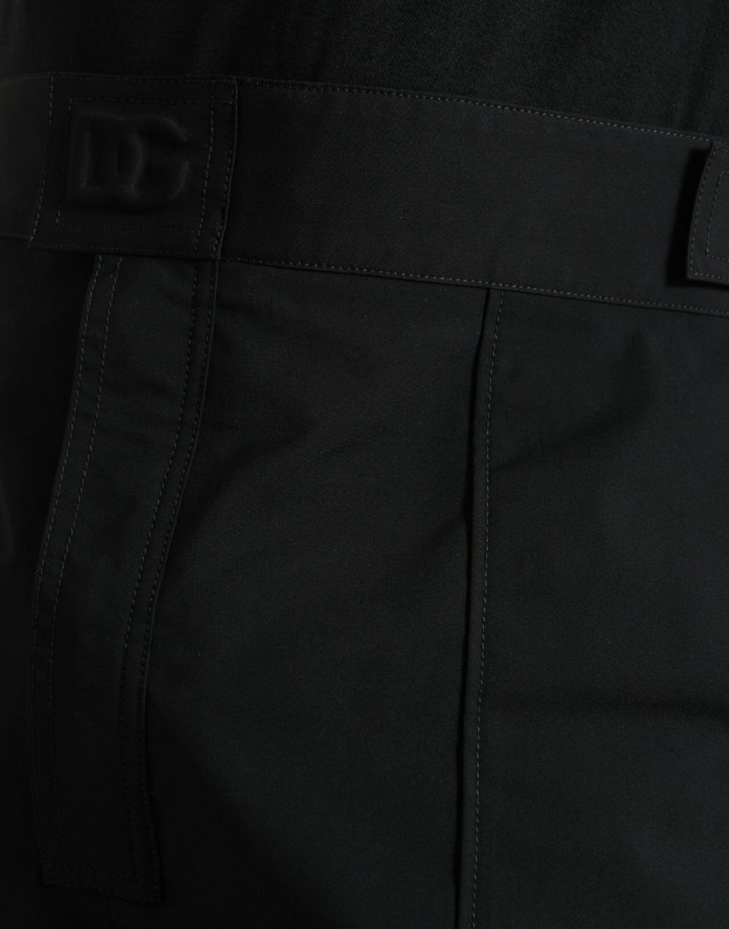 Dolce & Gabbana Black Polyester Logo Straight Pants Dolce & Gabbana