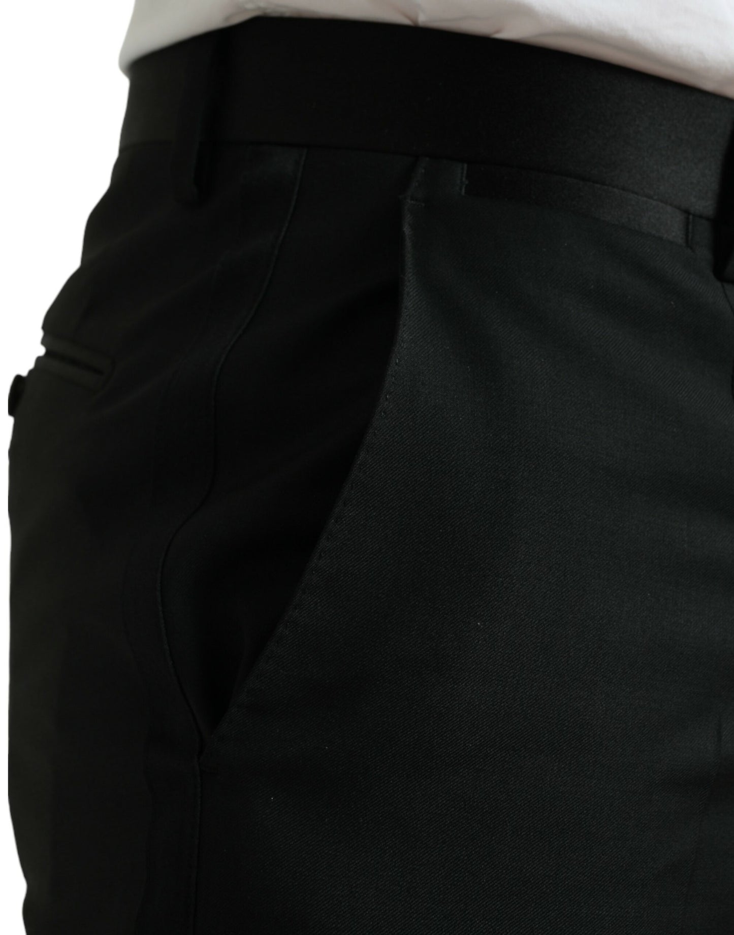 Dolce & Gabbana Black Wool Slim Fit Formal Trouser Dress Pants Dolce & Gabbana