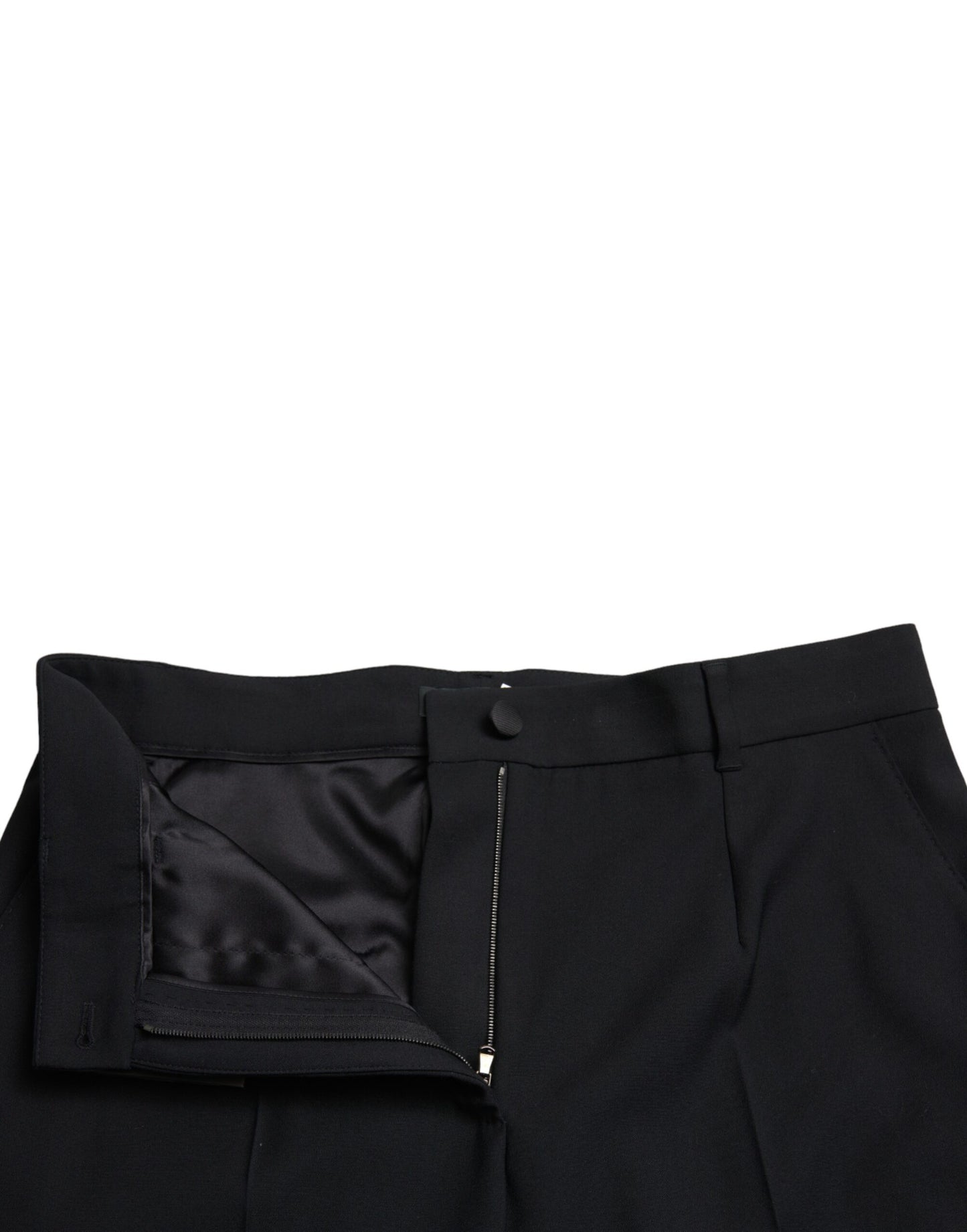 Dolce & Gabbana Black Wool High Waist Straight Pants Dolce & Gabbana