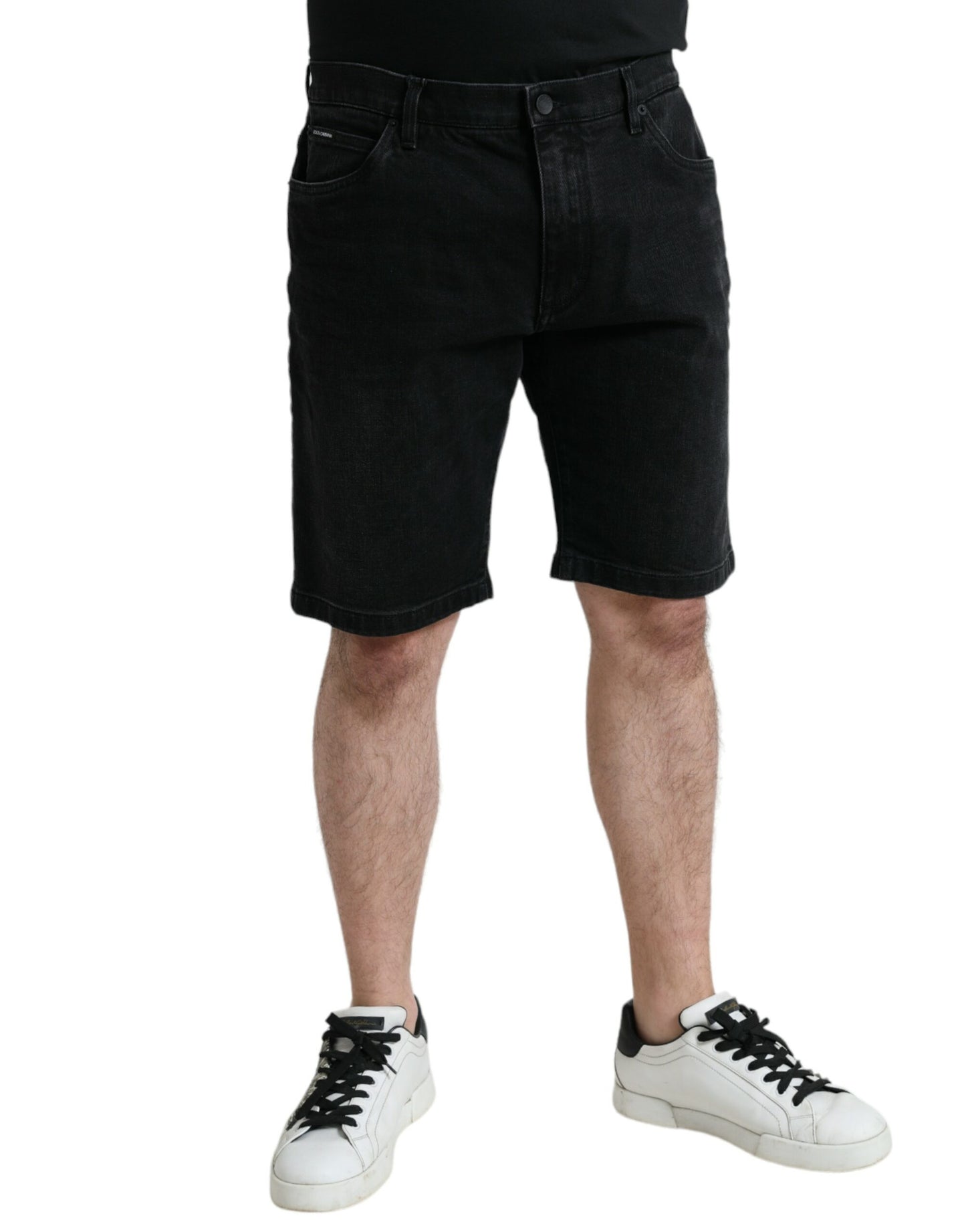 Dolce & Gabbana Black Cotton Stretch Bermuda Denim Shorts Dolce & Gabbana