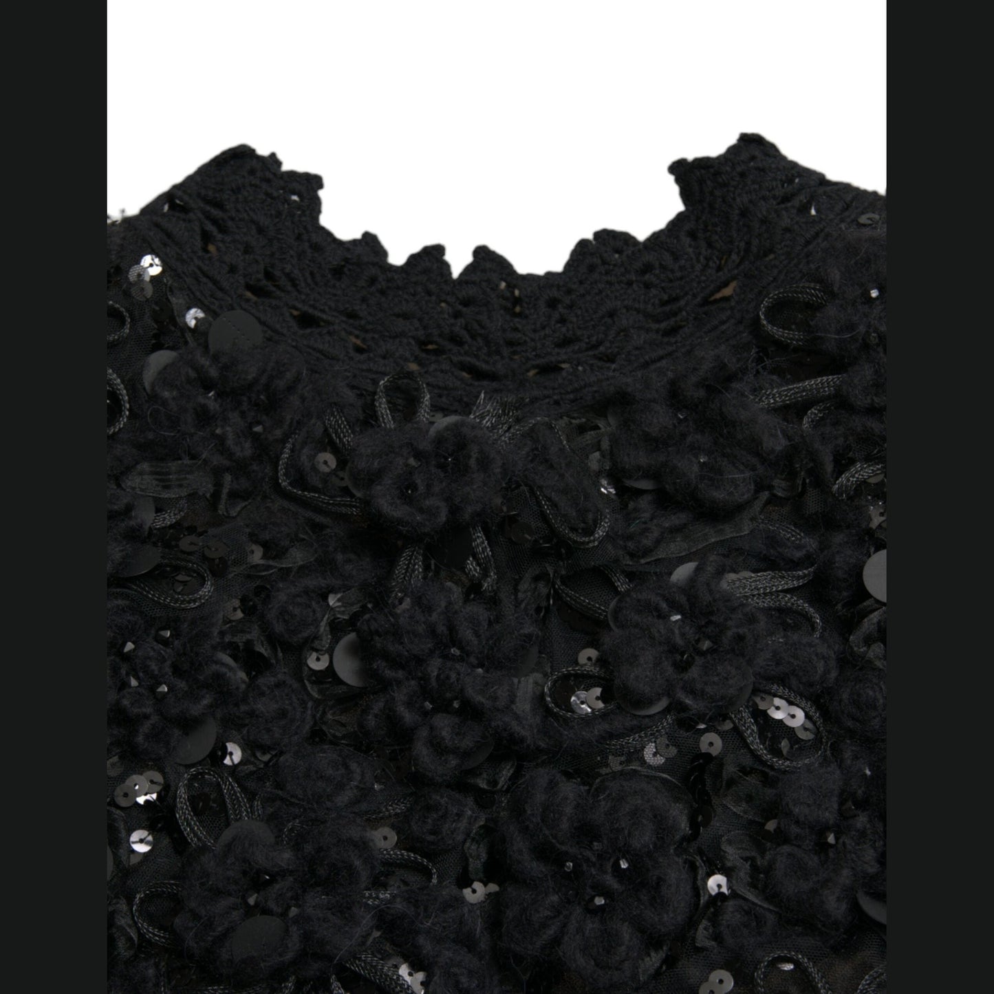 Dolce & Gabbana Black Sequined Embellished Pullover Sweater Dolce & Gabbana