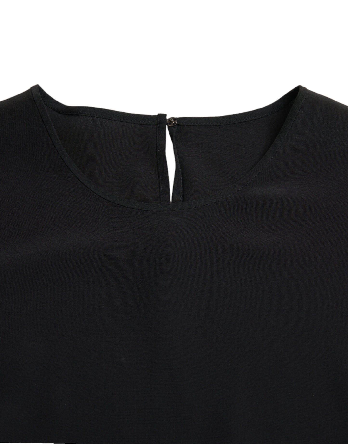 Dolce & Gabbana Black Silk Round Neck Short Sleeve Blouse Top Dolce & Gabbana