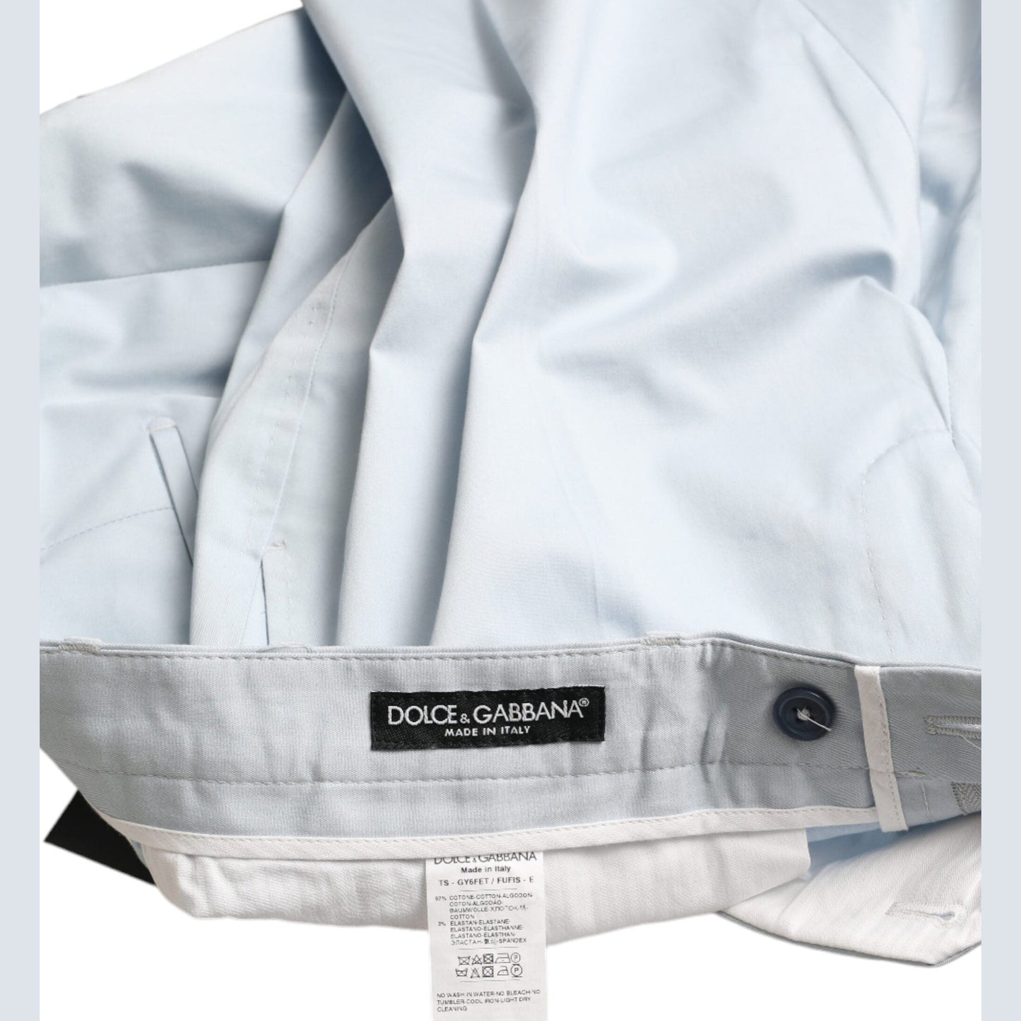 Dolce & Gabbana Sky Blue Cotton Stretch Skinny Pants Dolce & Gabbana