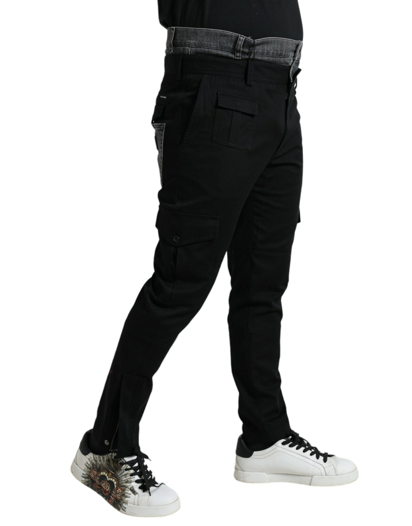 Dolce & Gabbana Black Gray Slim Cotton Denim Jeans Pants Dolce & Gabbana