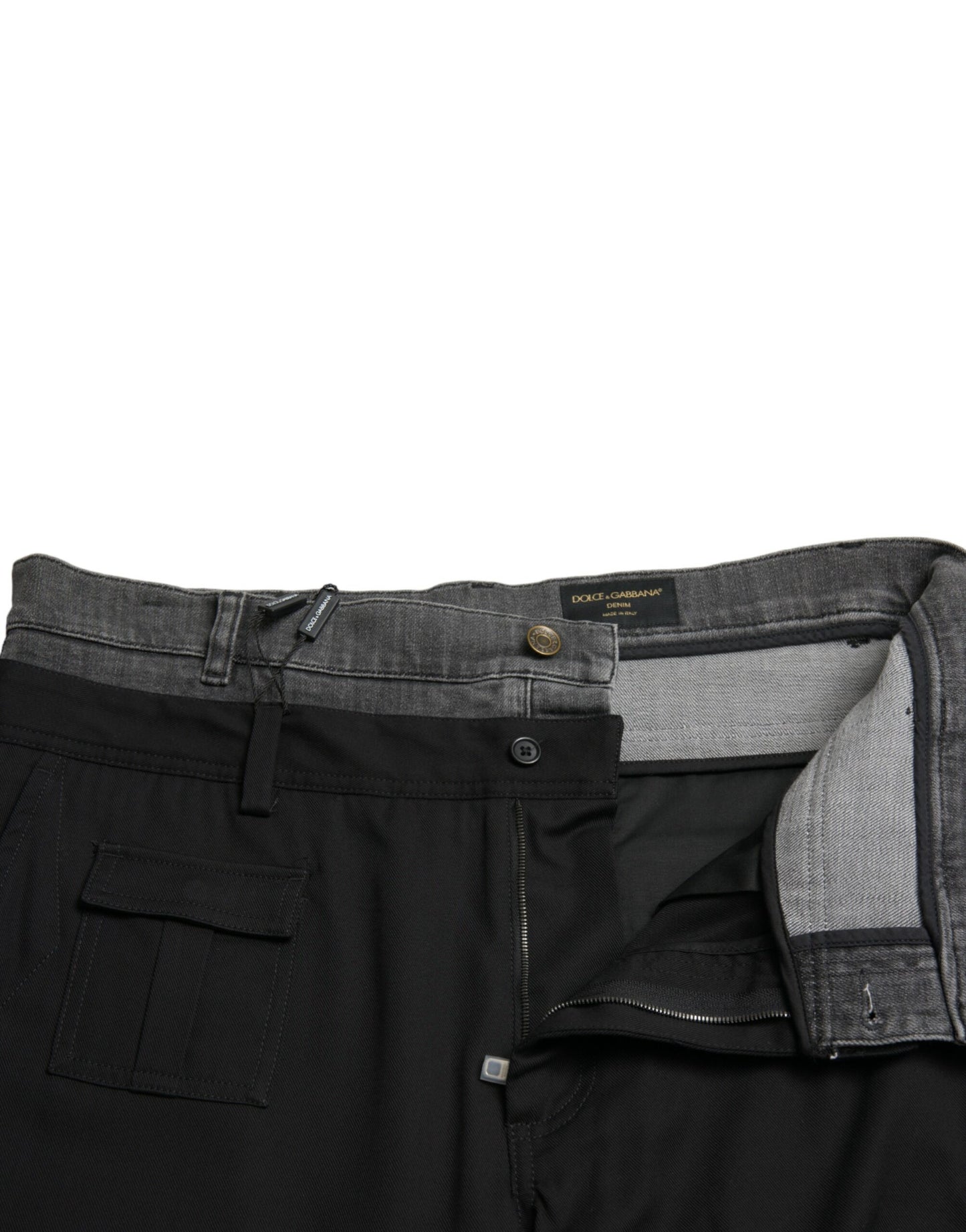 Dolce & Gabbana Black Gray Slim Cotton Denim Jeans Pants Dolce & Gabbana