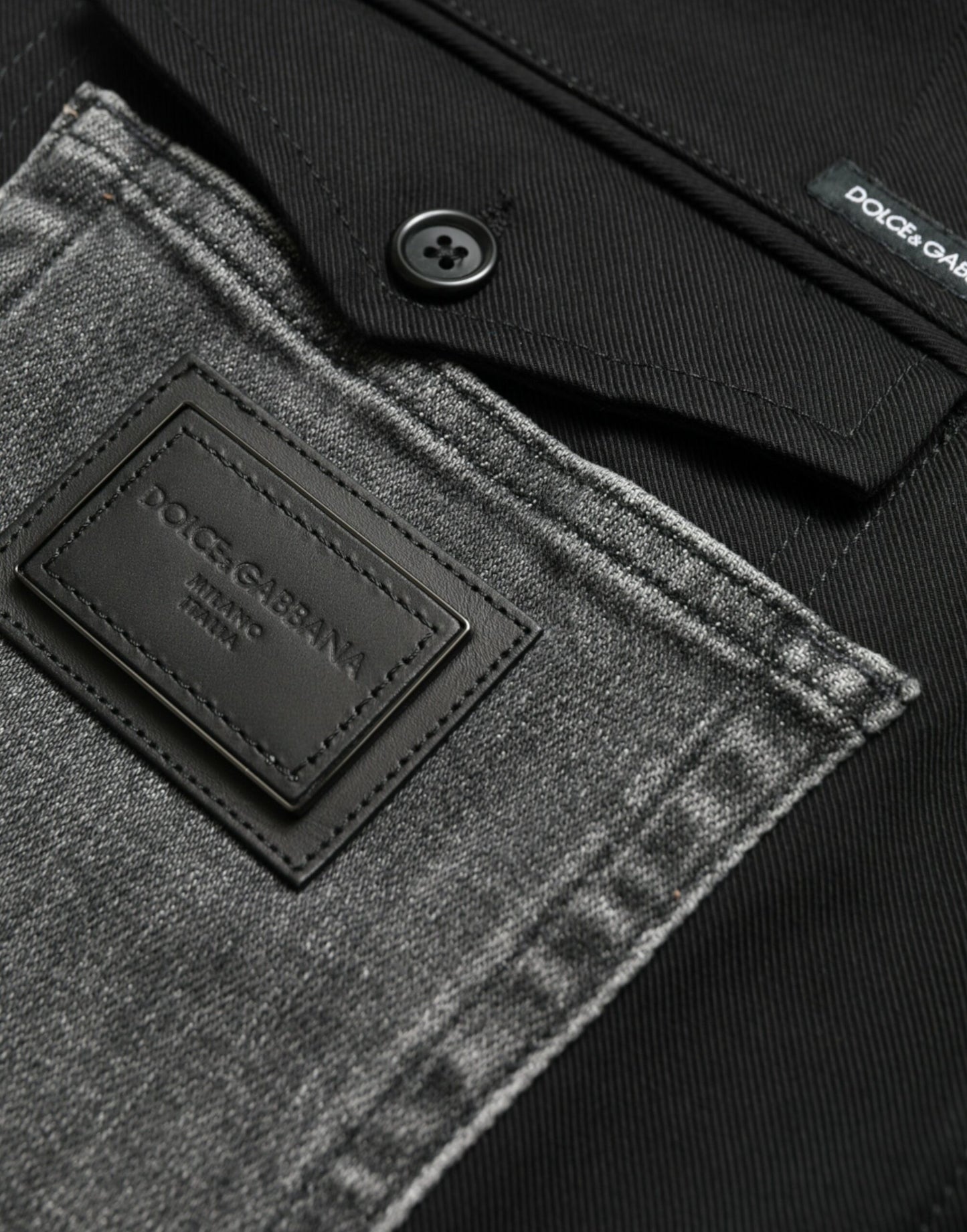 Dolce & Gabbana Black Gray Slim Cotton Denim Jeans Pants Dolce & Gabbana