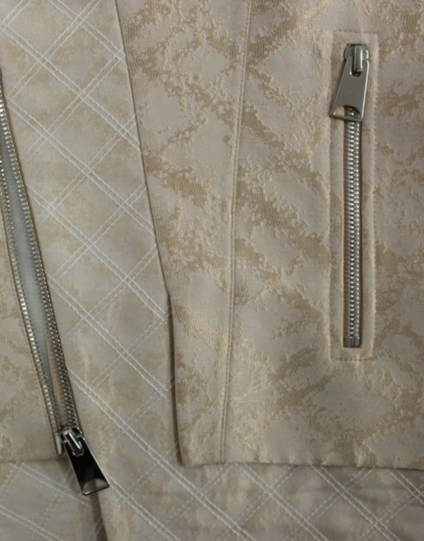 Zeyneptosun Beige brocade sleeveless jacket Zeyneptosun