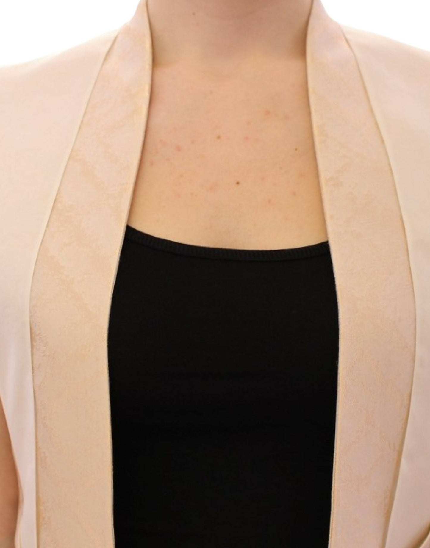 Zeyneptosun Beige brocade sleeveless jacket vest Zeyneptosun