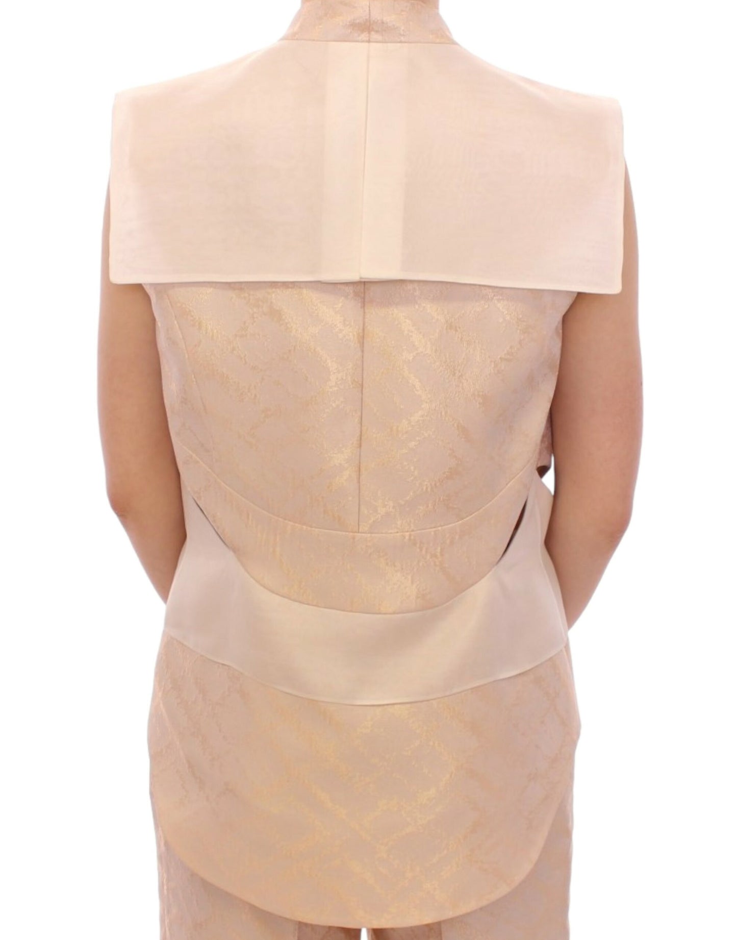 Zeyneptosun Beige brocade sleeveless jacket vest Zeyneptosun
