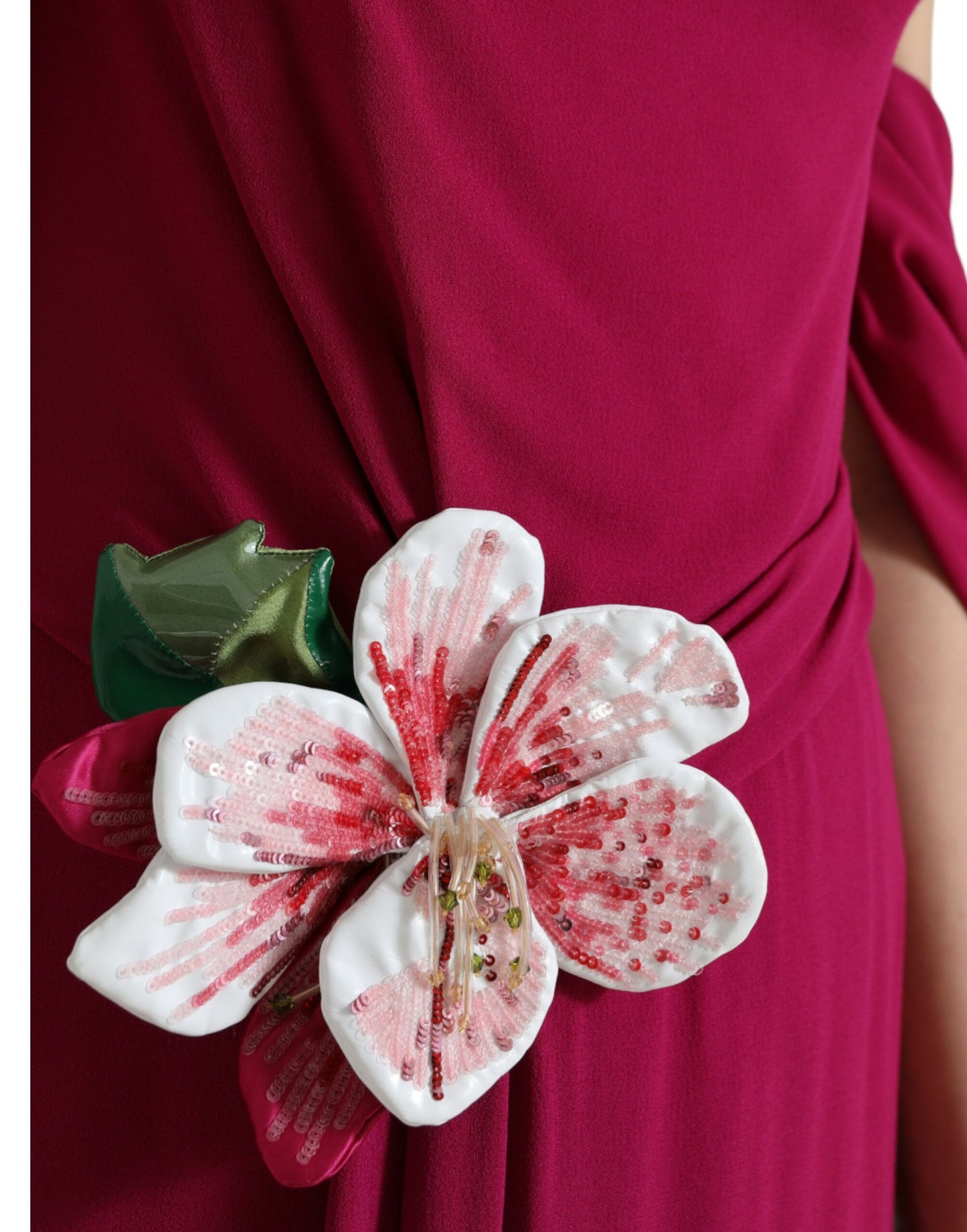 Dolce & Gabbana Purple Flower Embellished One Shoulder Dress Dolce & Gabbana