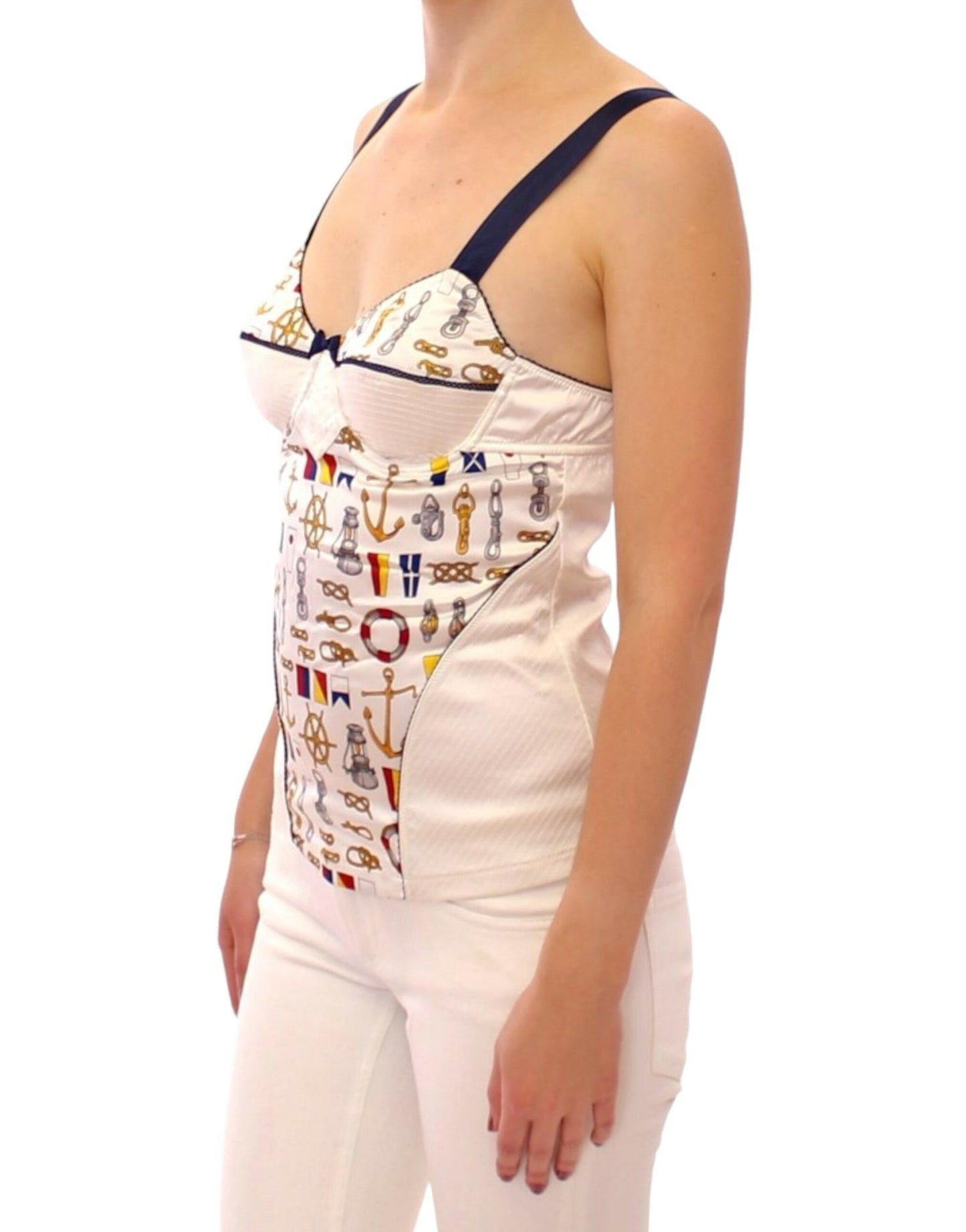 Dolce & Gabbana White sailor motive tank top Dolce & Gabbana