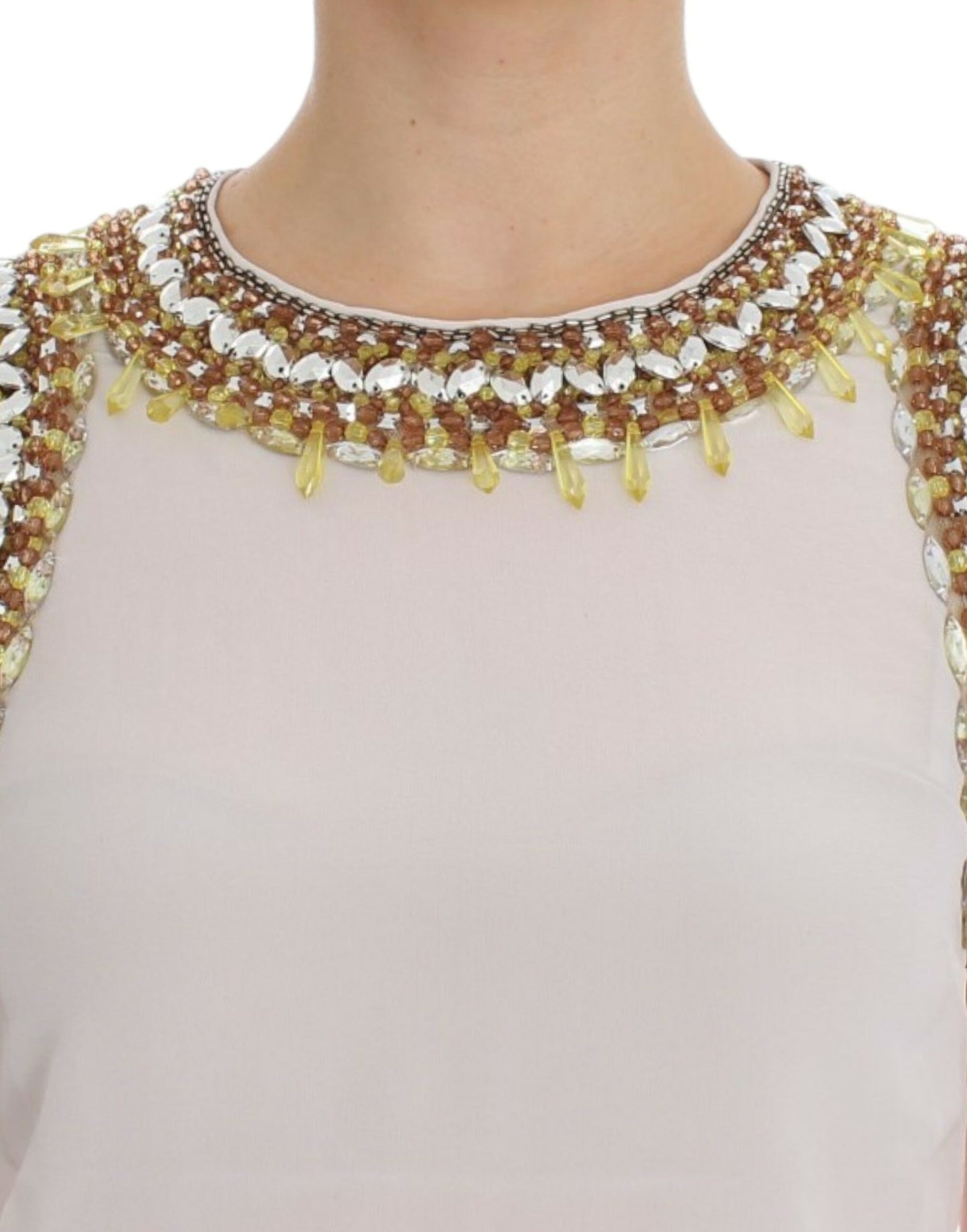 Dolce & Gabbana White crystal embellished tank top Dolce & Gabbana