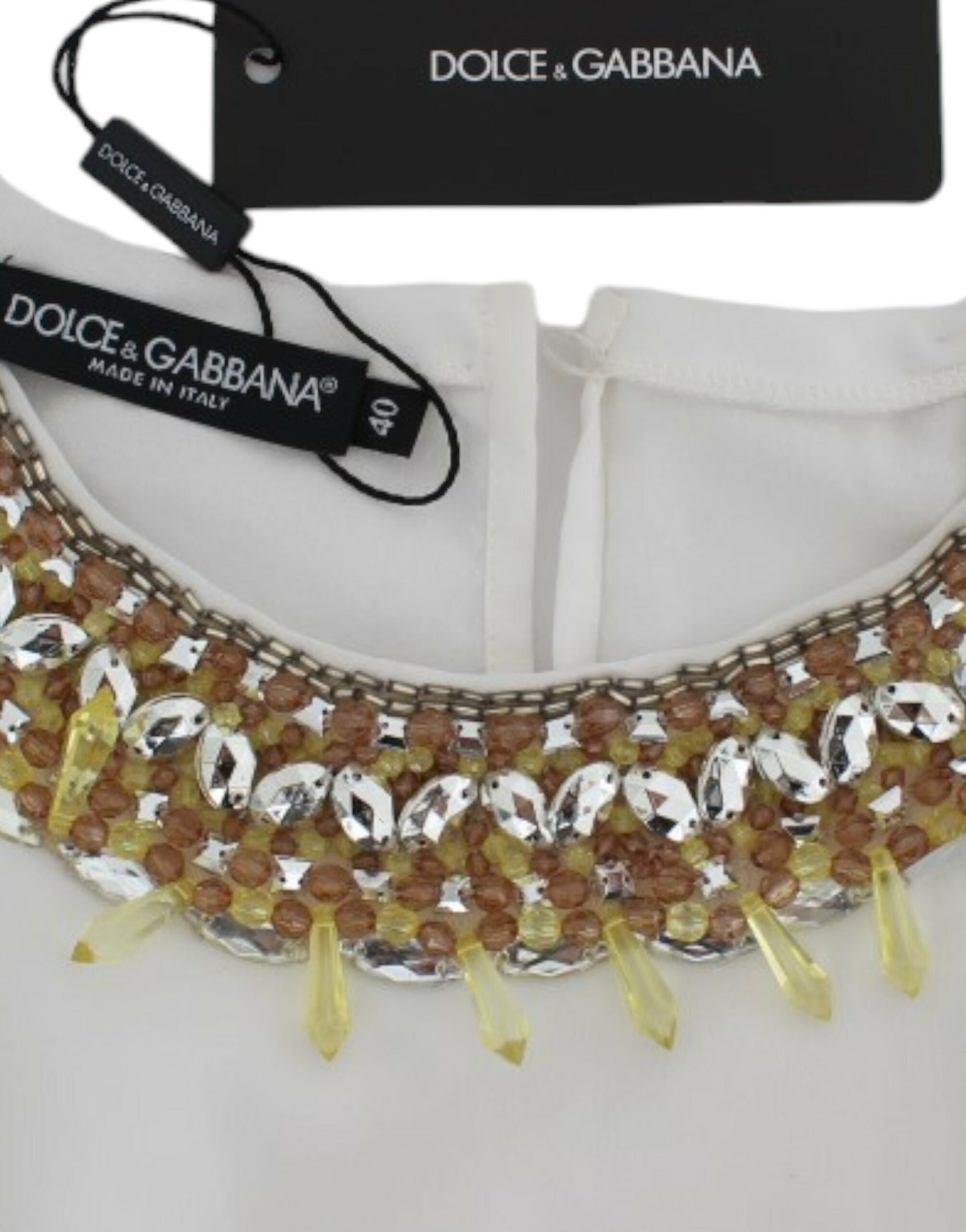 Dolce & Gabbana White crystal embellished tank top Dolce & Gabbana