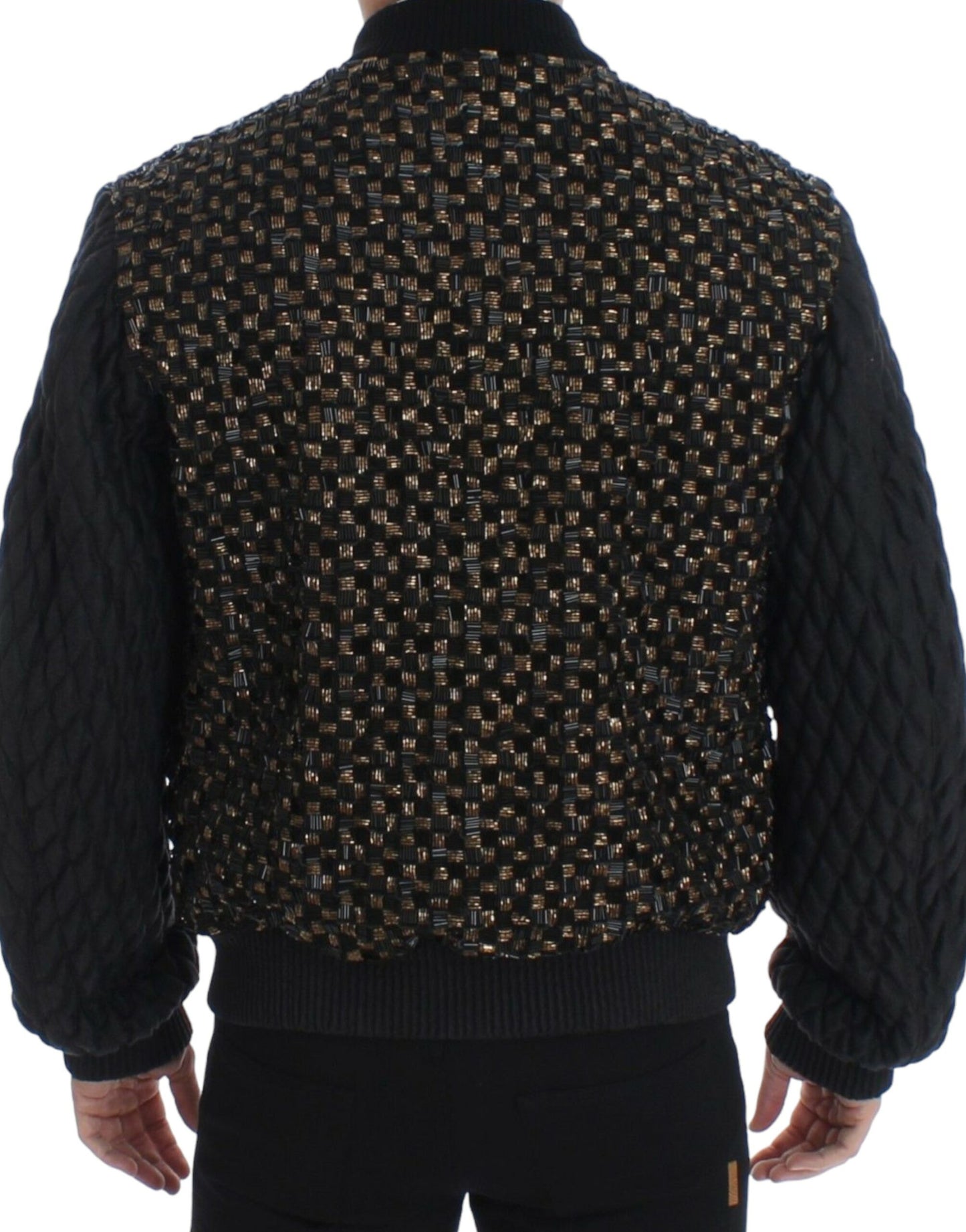 Dolce & Gabbana Black Sequined Goatskin Jacket Dolce & Gabbana