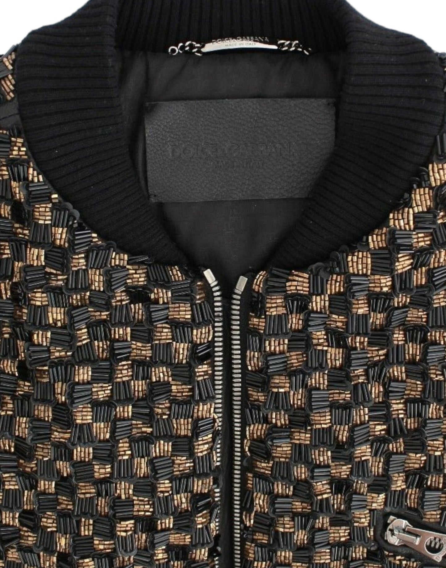 Dolce & Gabbana Black Sequined Goatskin Jacket Dolce & Gabbana