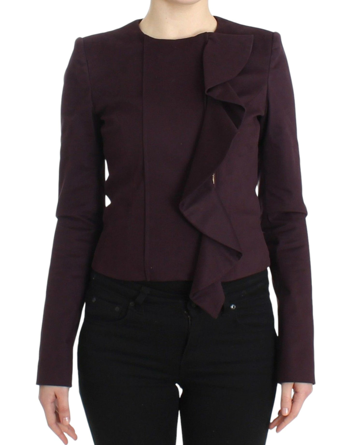 GF Ferre Purple Ruched Jacket Coat Blazer Short GF Ferre